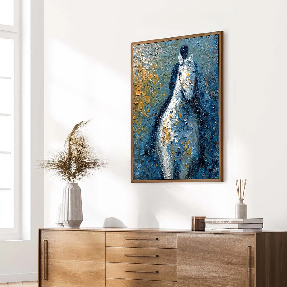 NOBLE COMPANION: Textured Impasto Horse and Rider Painting - Image 8