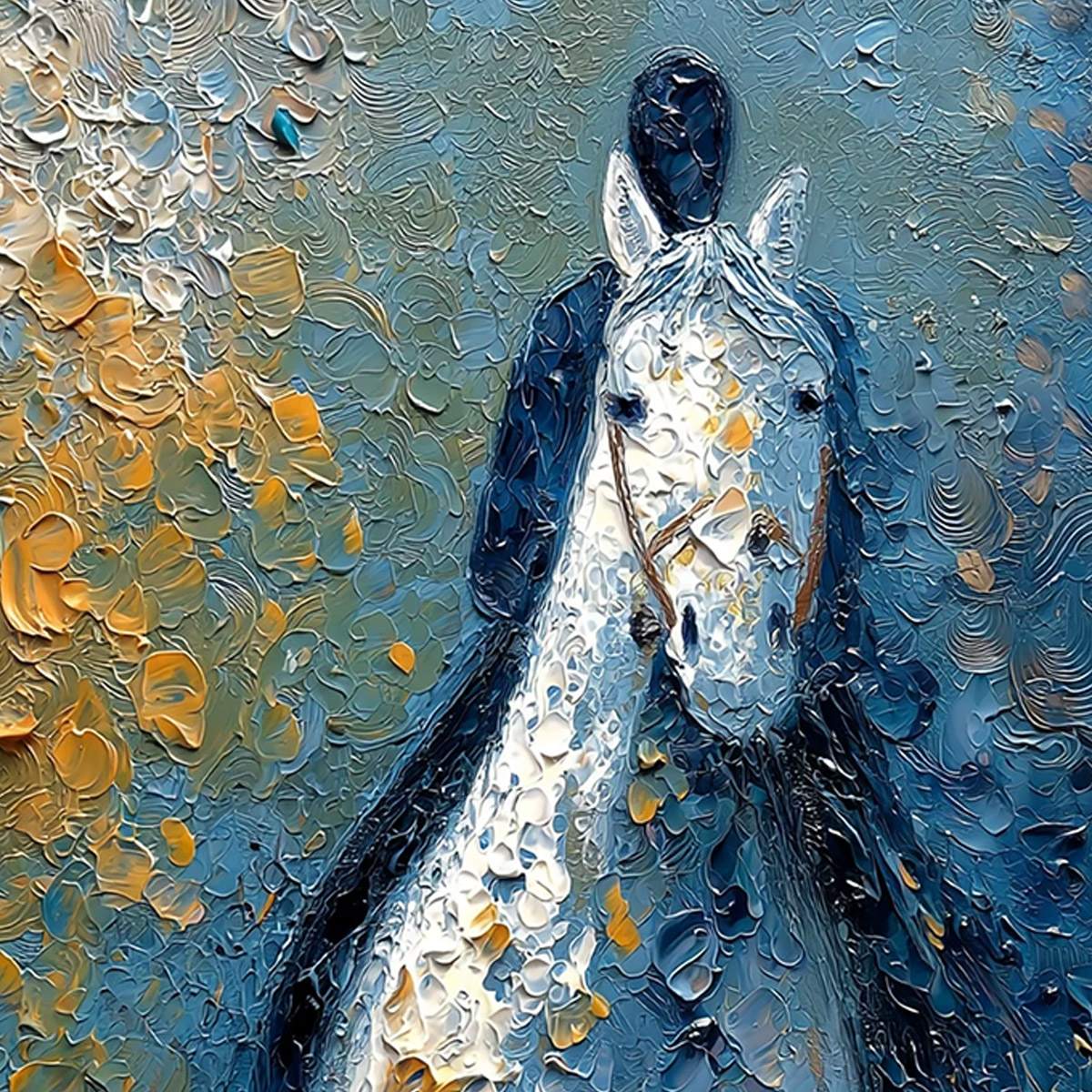 NOBLE COMPANION: Textured Impasto Horse and Rider Painting - Image 3
