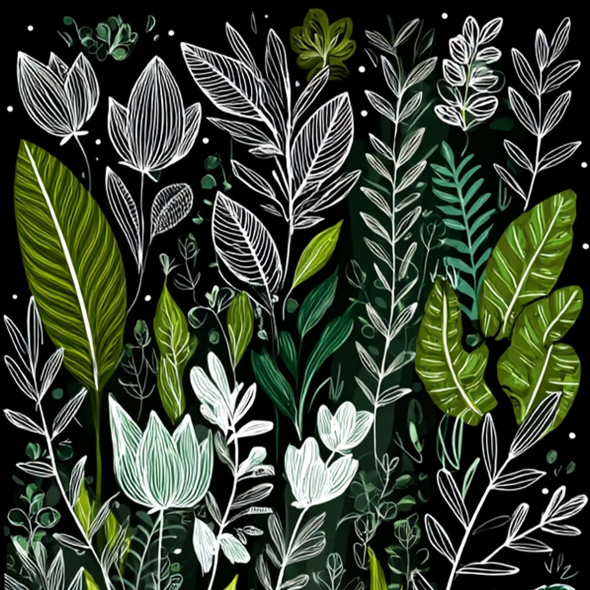 NOCTURNAL GARDEN: Modern Graphic Botanical Illustration Art - Image 5