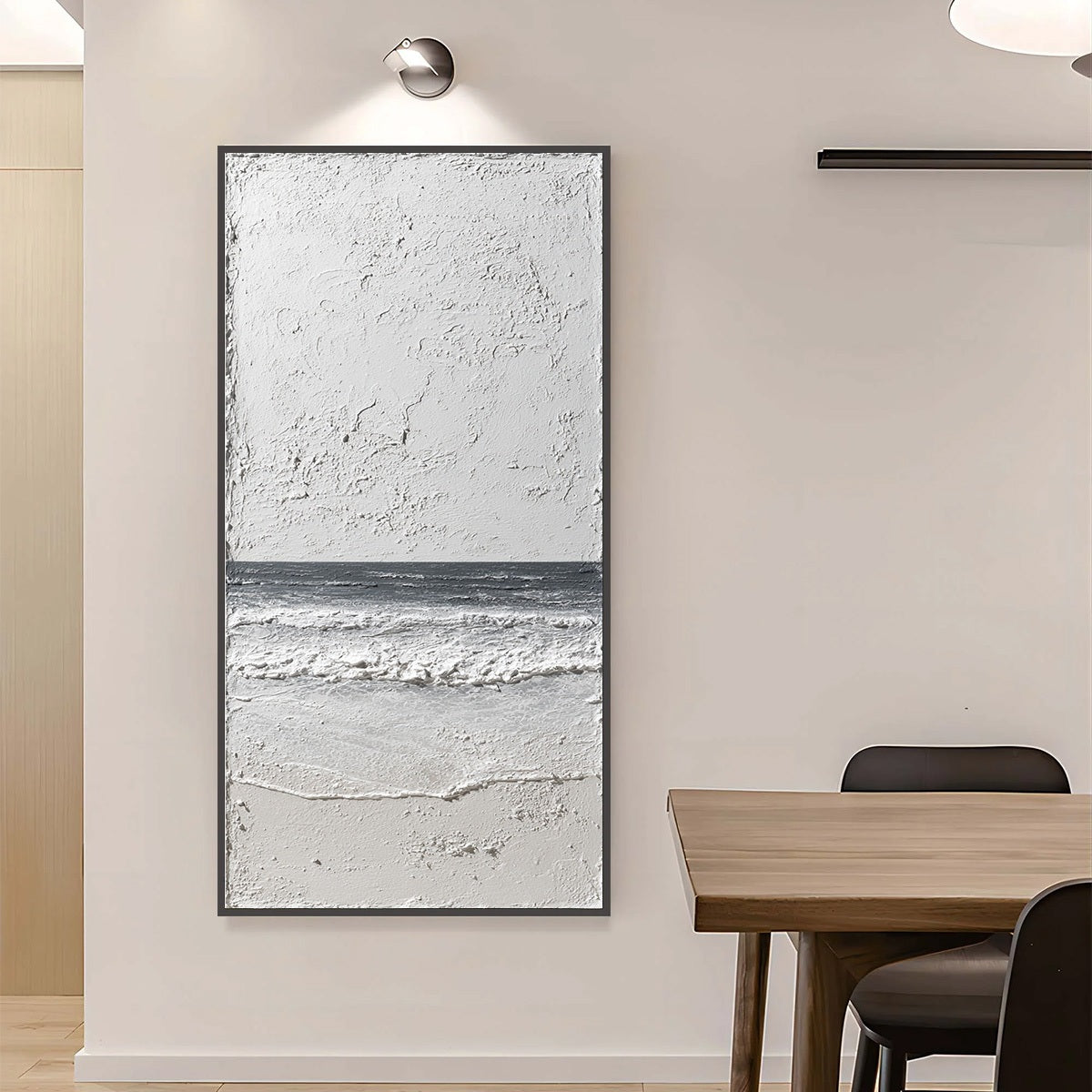 NOIR HORIZON: Textured Minimalist Black and White Seascape - Image 4