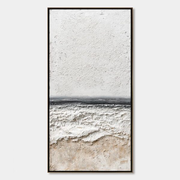NOIR HORIZON: Textured Minimalist Black and White Seascape