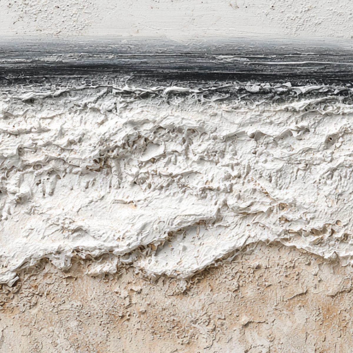 NOIR HORIZON: Textured Minimalist Black and White Seascape - Image 3