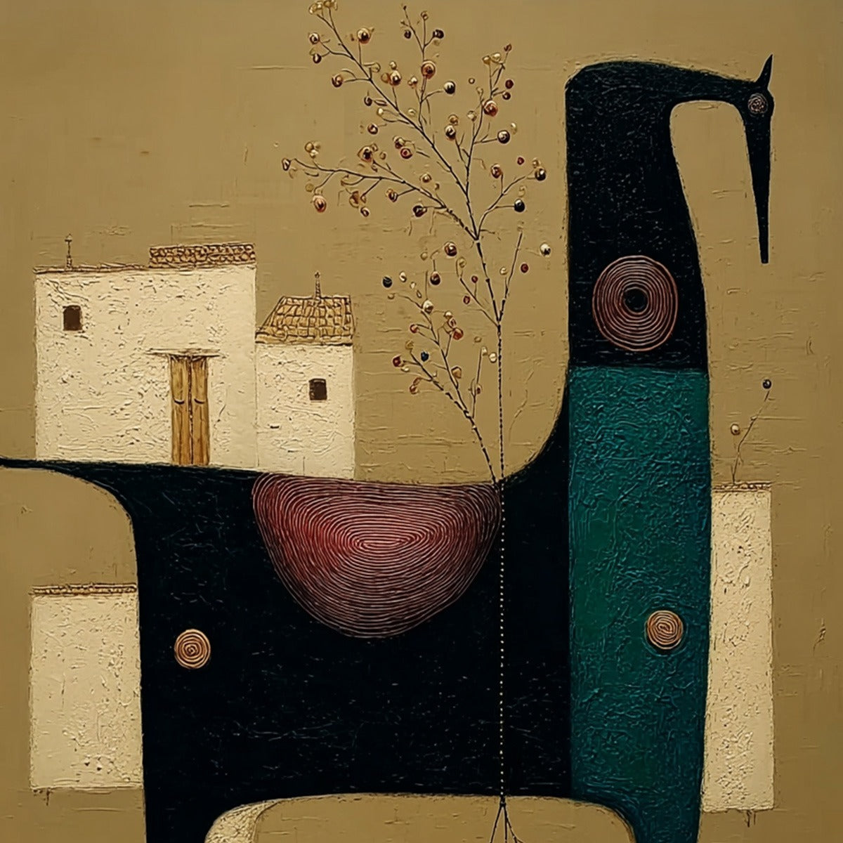 NOMAD'S HAVEN: Textured Wabi Sabi Abstract Animal Wall Art - Image 3