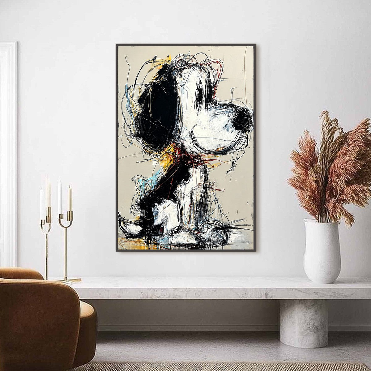 NOSTALGIC SCRIBBLE: Expressive Pop Art Dog Painting for Modern Decor - Image 4