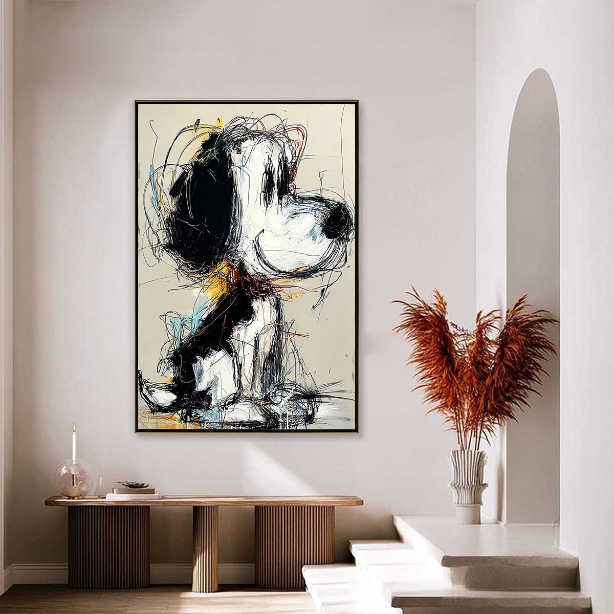 NOSTALGIC SCRIBBLE: Expressive Pop Art Dog Painting for Modern Decor - Image 6