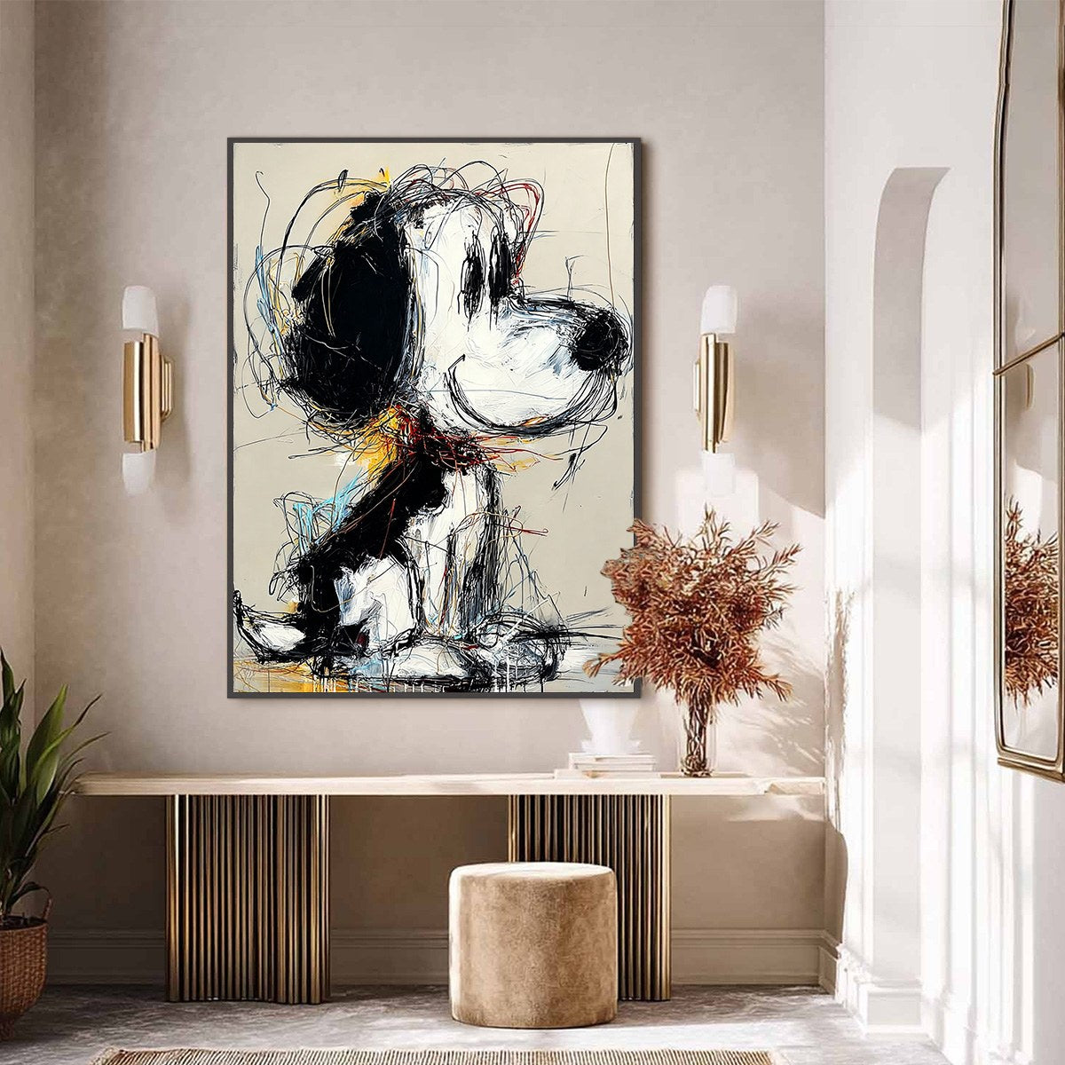 NOSTALGIC SCRIBBLE: Expressive Pop Art Dog Painting for Modern Decor - Image 2