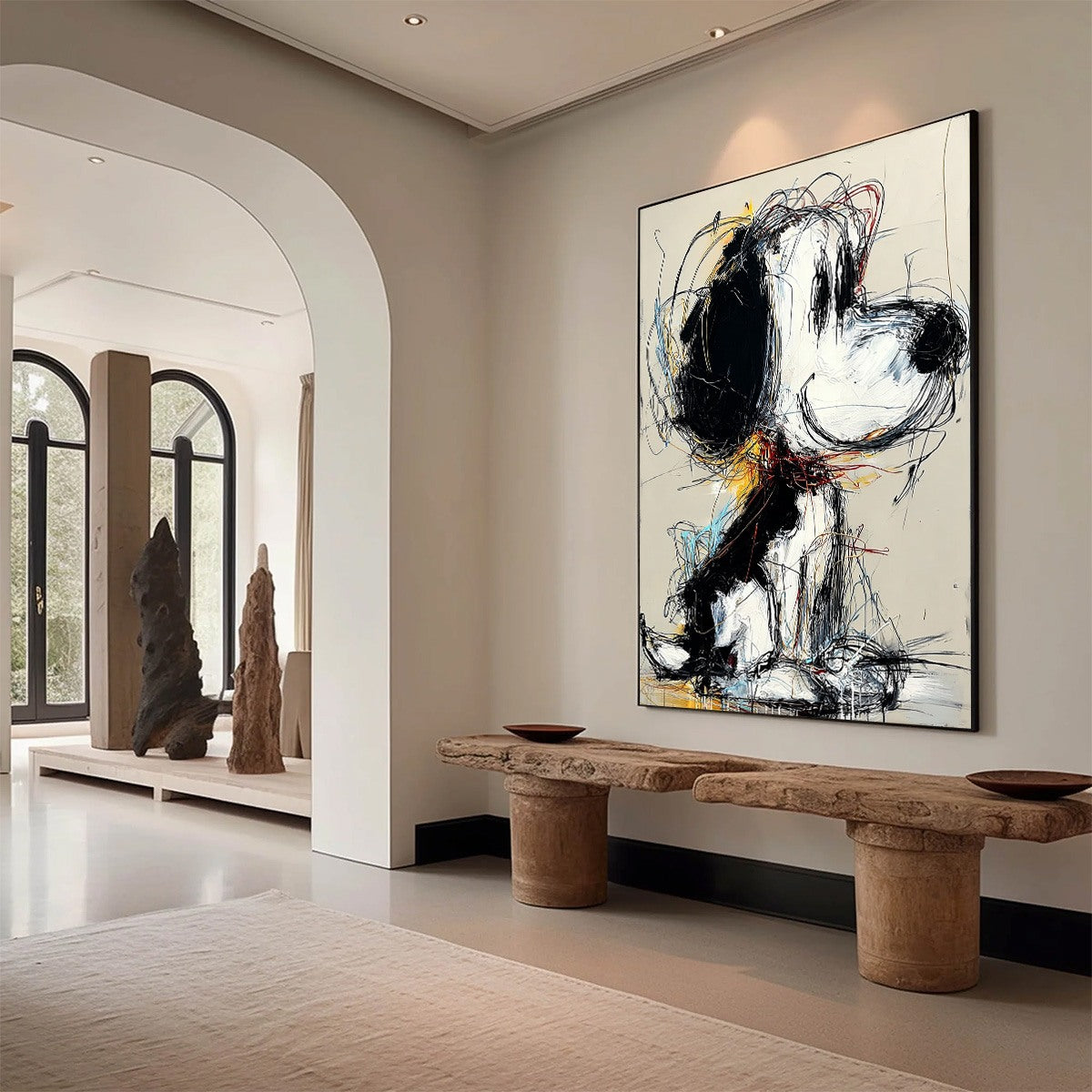 NOSTALGIC SCRIBBLE: Expressive Pop Art Dog Painting for Modern Decor - Image 7