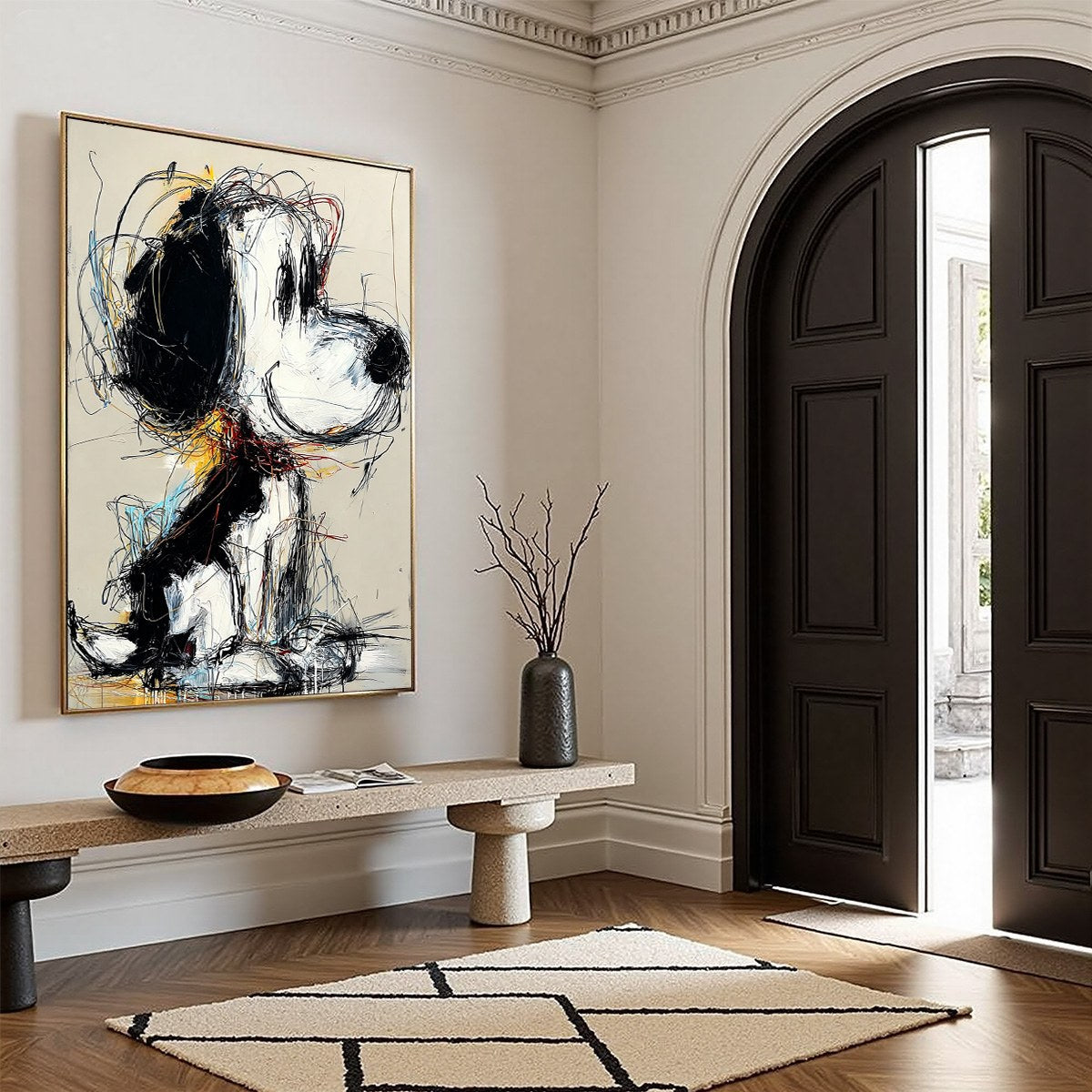 NOSTALGIC SCRIBBLE: Expressive Pop Art Dog Painting for Modern Decor - Image 8