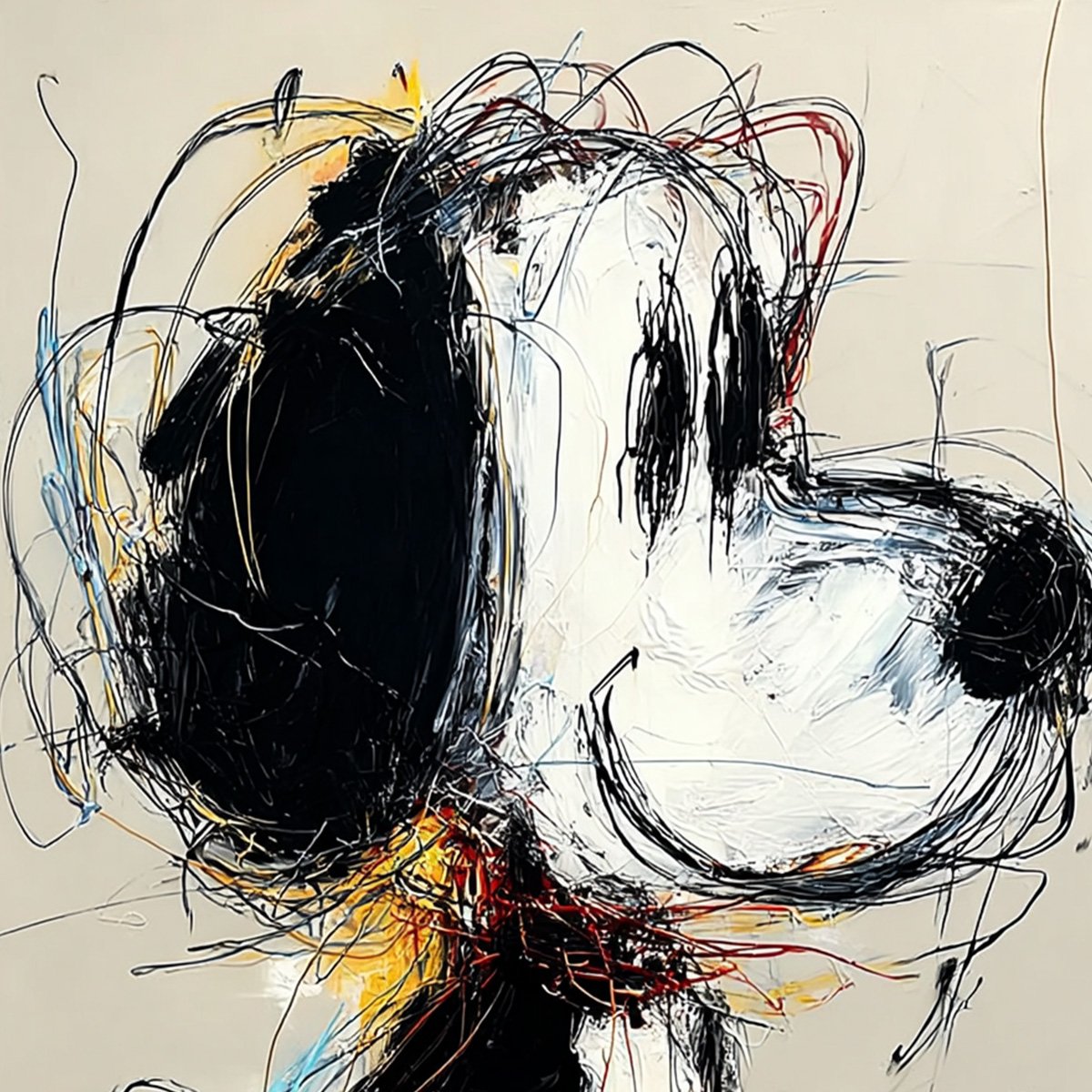 NOSTALGIC SCRIBBLE: Expressive Pop Art Dog Painting for Modern Decor - Image 3