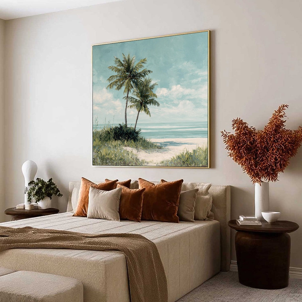 OCEAN BREEZE: Serene Coastal Palm Tree Beach Painting - Image 7
