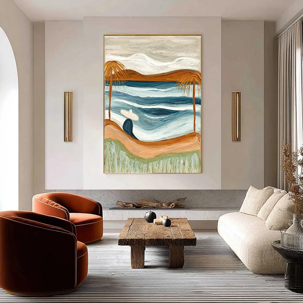 OCEAN REVERIE: Textured Wabi Sabi Style Coastal Landscape Painting - Image 2