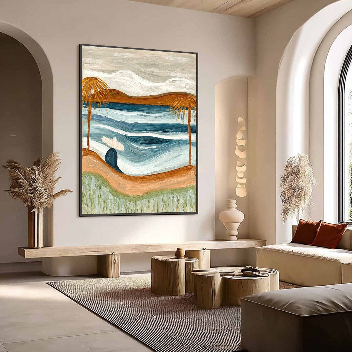 OCEAN REVERIE: Textured Wabi Sabi Style Coastal Landscape Painting - Image 7