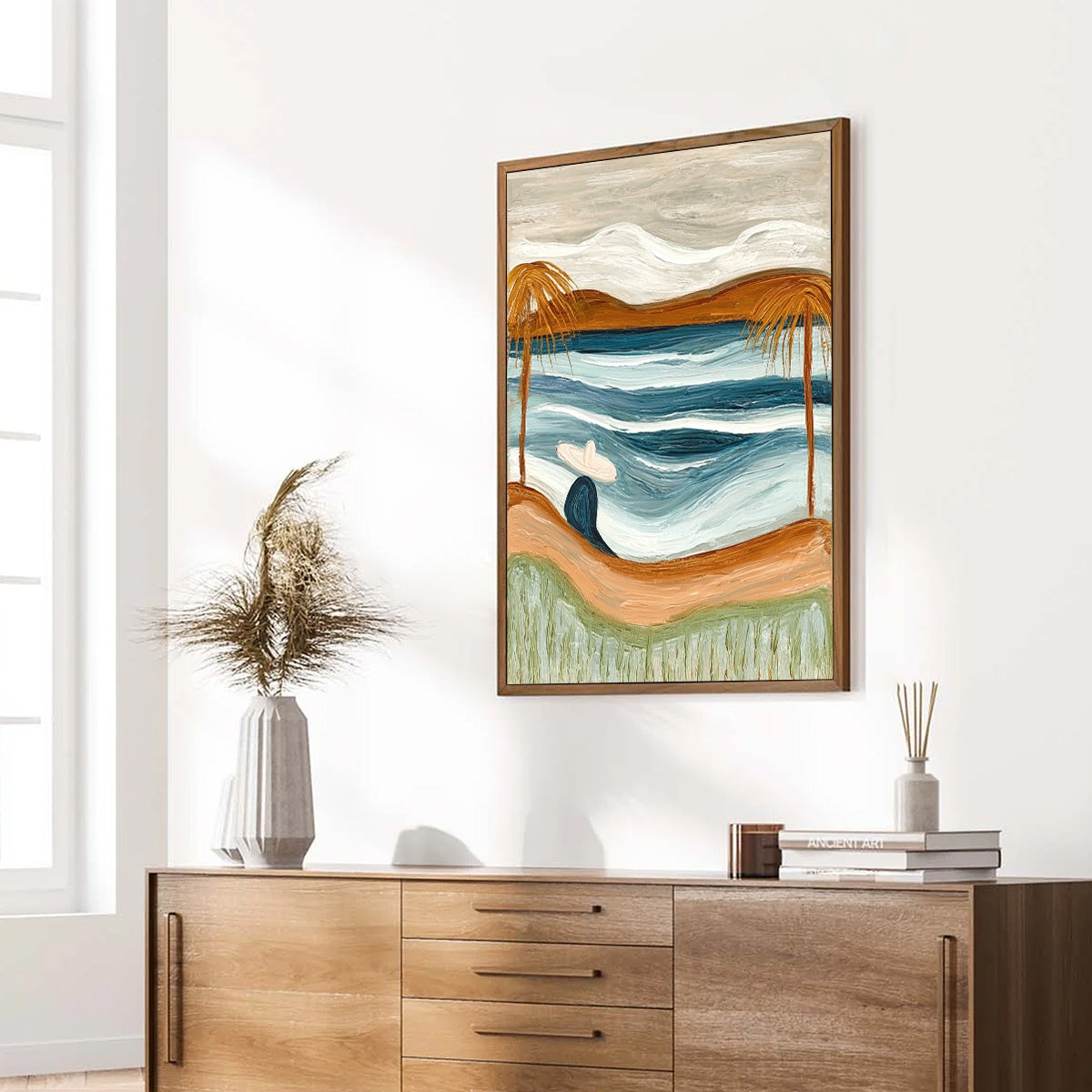 OCEAN REVERIE: Textured Wabi Sabi Style Coastal Landscape Painting - Image 8
