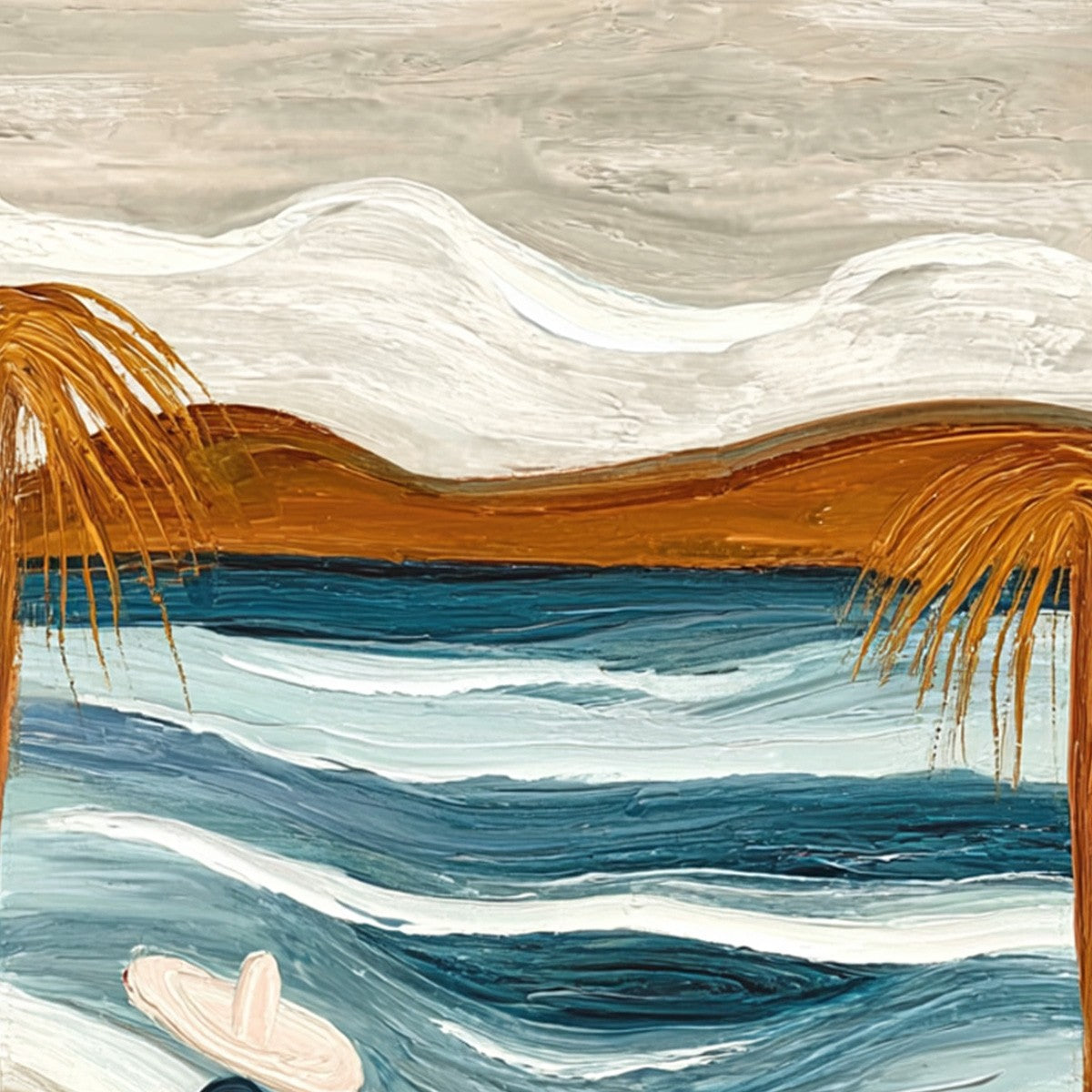 OCEAN REVERIE: Textured Wabi Sabi Style Coastal Landscape Painting - Image 3