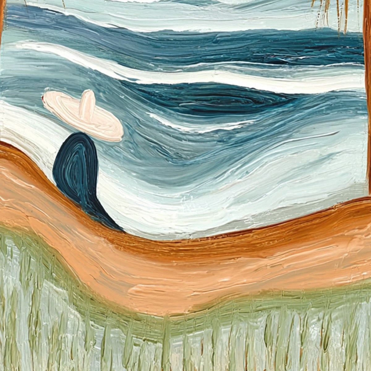 OCEAN REVERIE: Textured Wabi Sabi Style Coastal Landscape Painting - Image 5