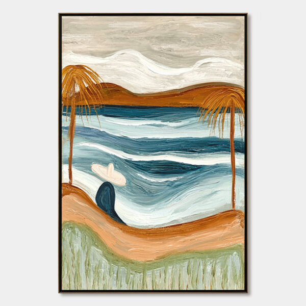 OCEAN REVERIE: Textured Wabi Sabi Style Coastal Landscape Painting