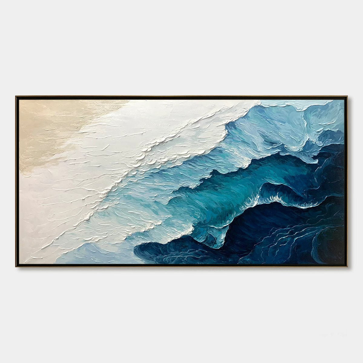 Ready to Ship | Ocean Whispers: Blue-White Textured Seascape Wall Art - Image 3