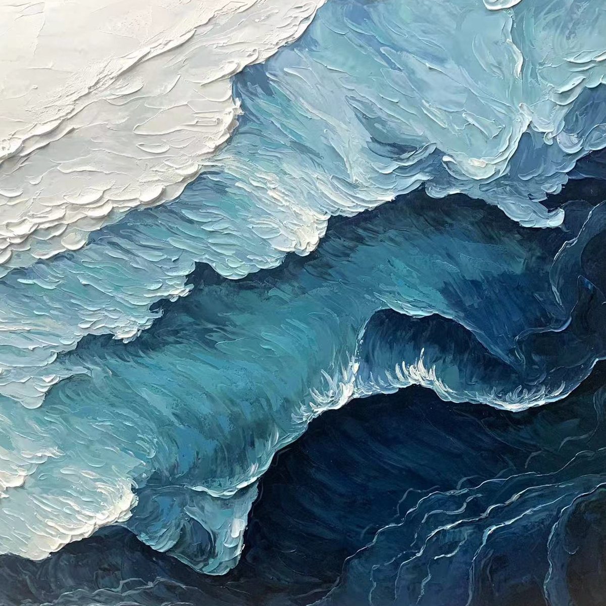 Ready to Ship | Ocean Whispers: Blue-White Textured Seascape Wall Art - Image 4