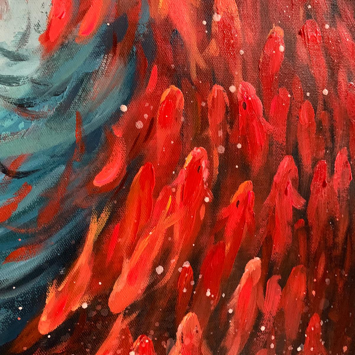 OCEANIC DANCE: Abstract Swirling Fish Oil Painting - Image 5