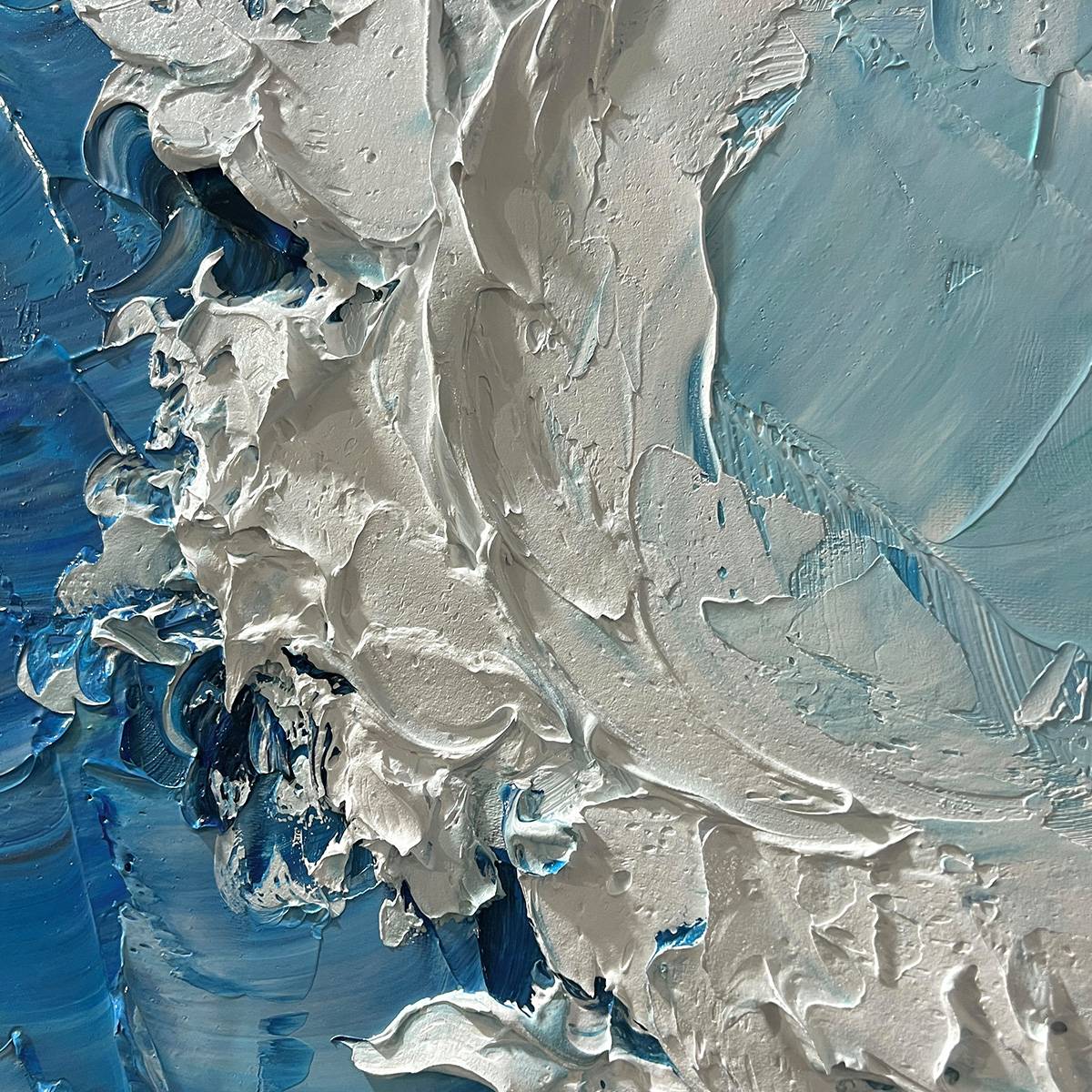 OCEANIC WHISPERS: Textured Ocean Painting, Blue Abstract Wall Art, Vertical Canvas, Impasto Decor - Image 7