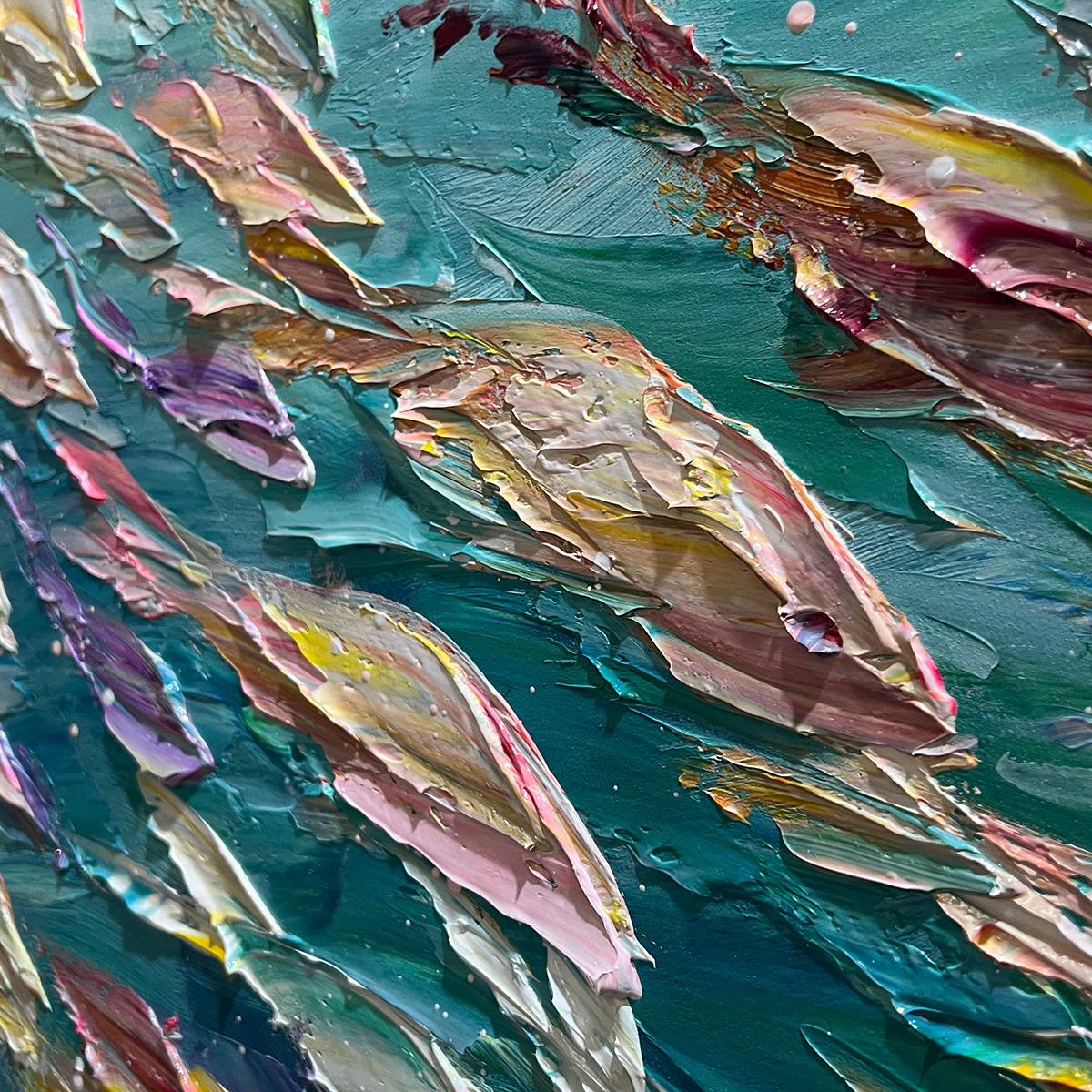 OCEAN CURRENTS: Textured Abstract Seascape Painting in Blues and Greens - Image 3