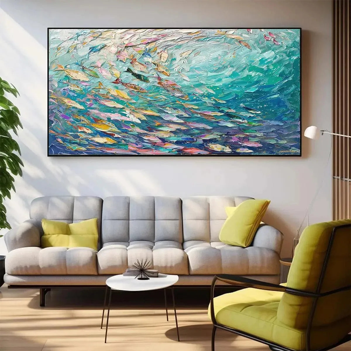 OCEAN CURRENTS: Textured Abstract Seascape Painting in Blues and Greens - Image 7