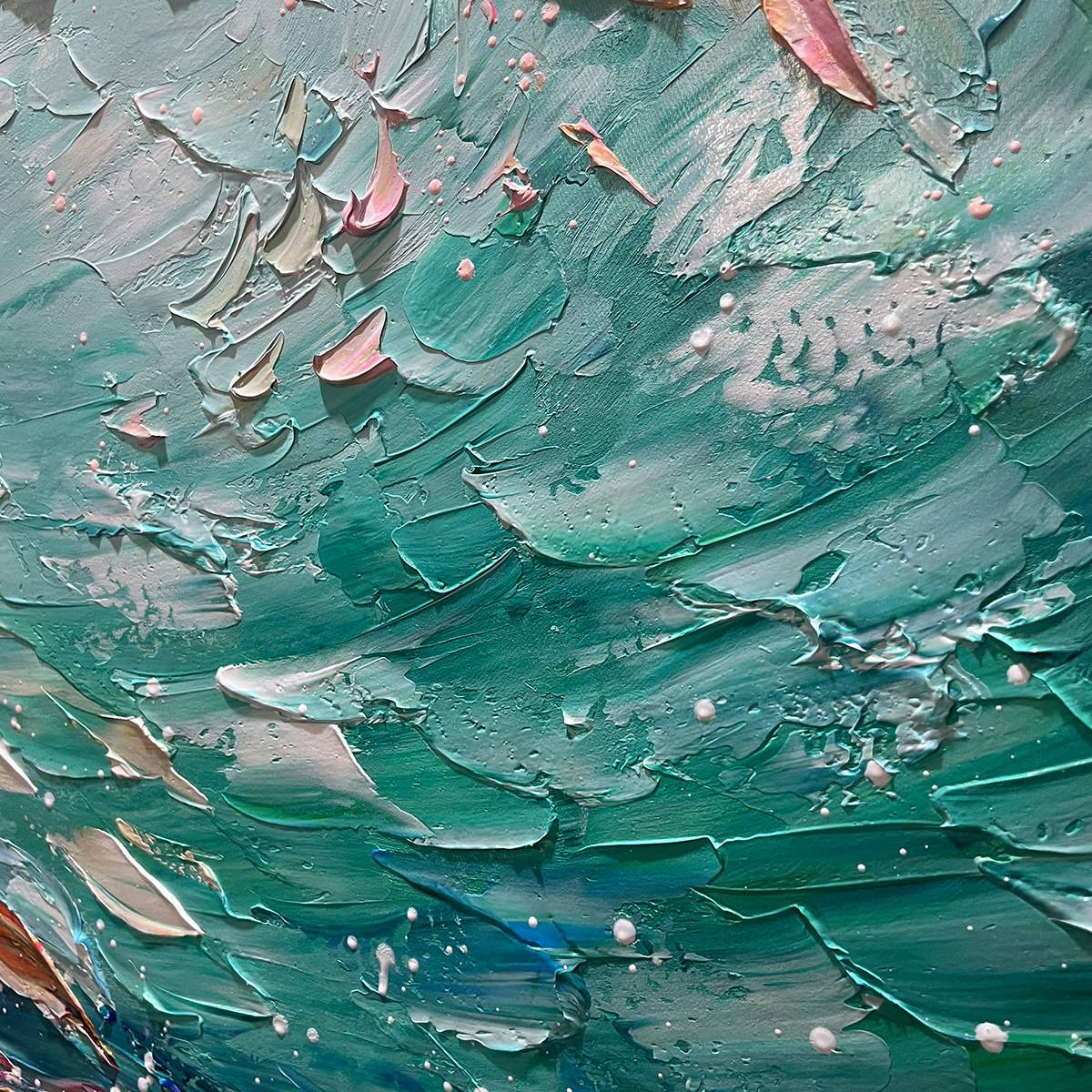 OCEAN CURRENTS: Textured Abstract Seascape Painting in Blues and Greens - Image 8