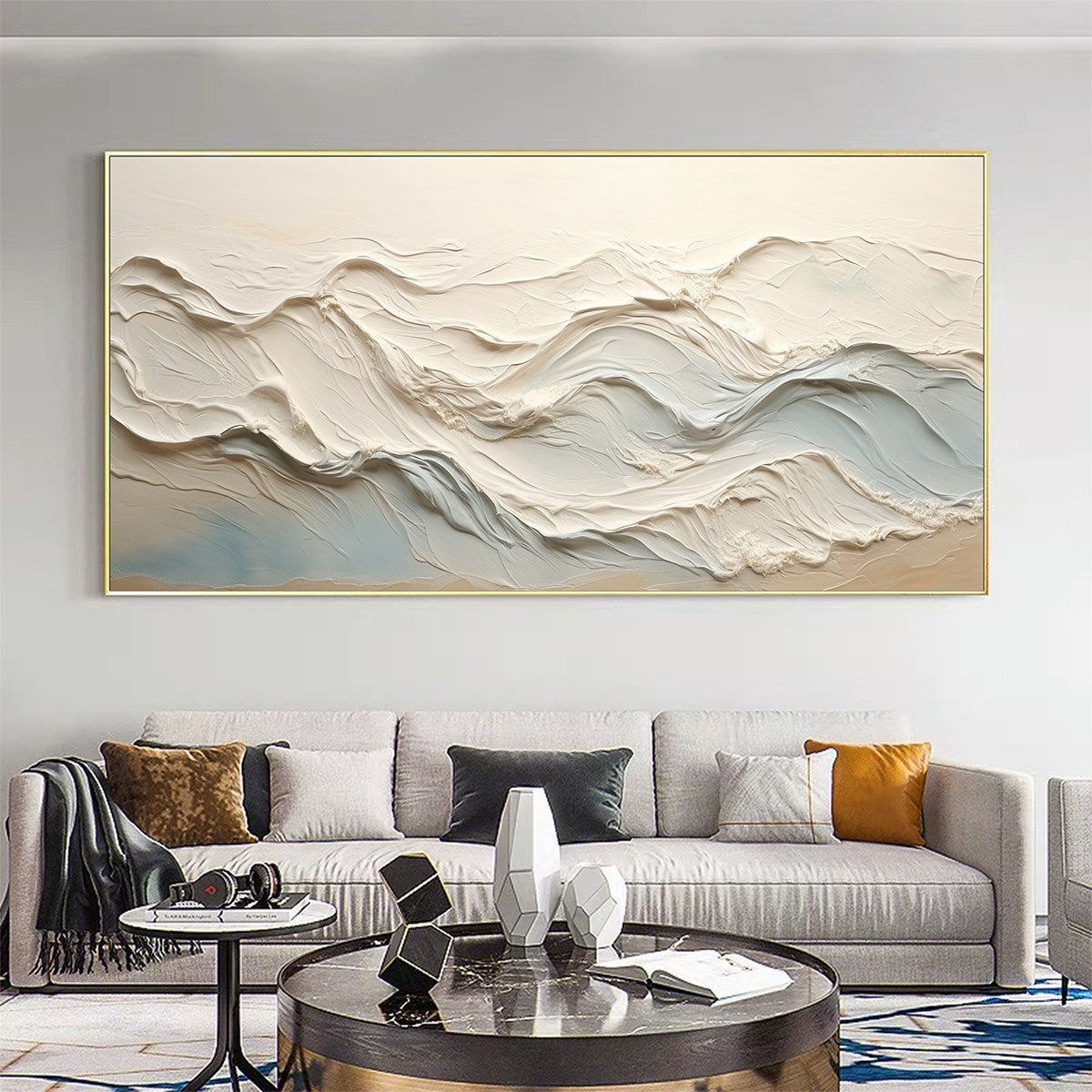 OCEAN ECHOES: Textured Abstract Oil Painting - Image 2