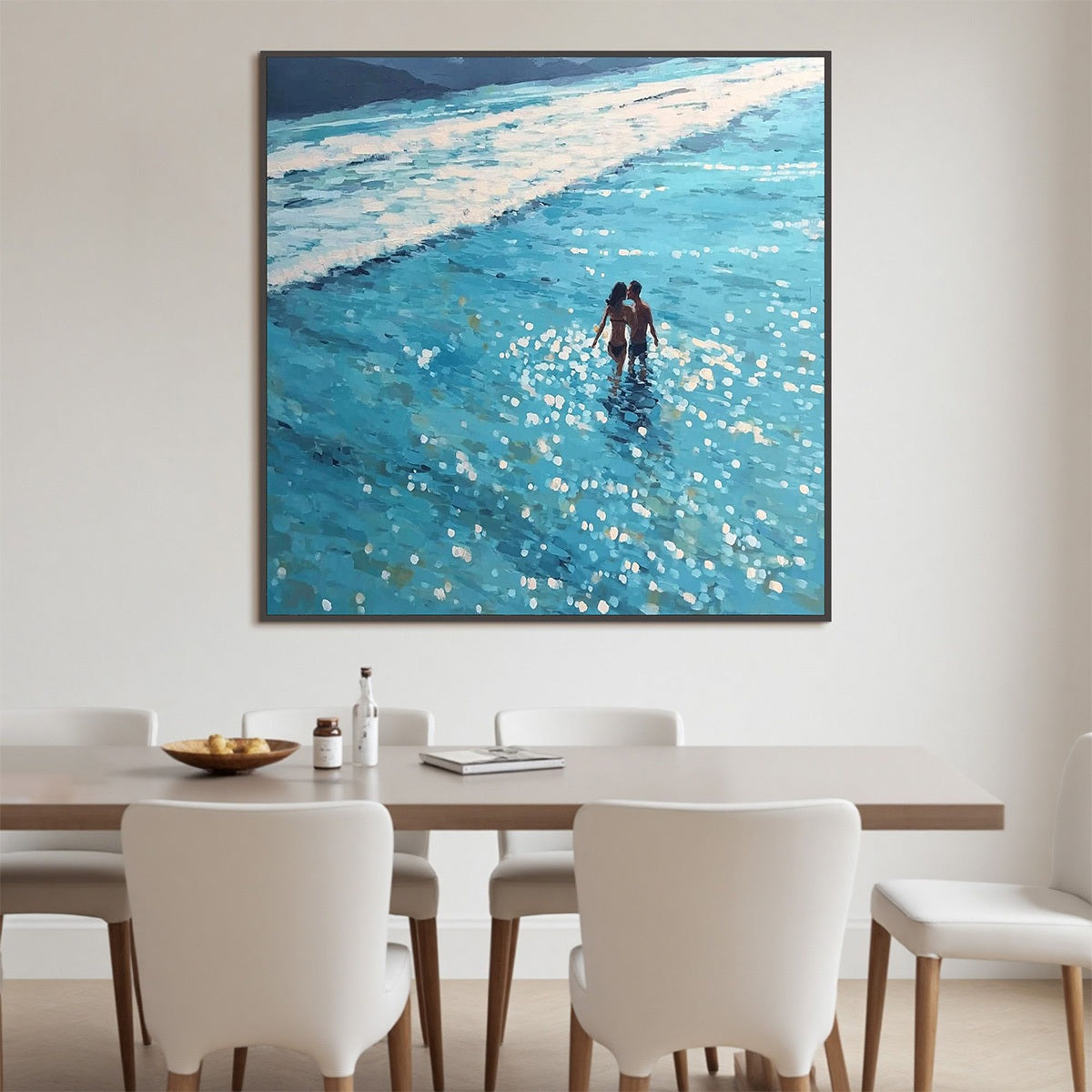 OCEAN EMBRACE: Romantic Beach Scene Oil Painting - Image 7