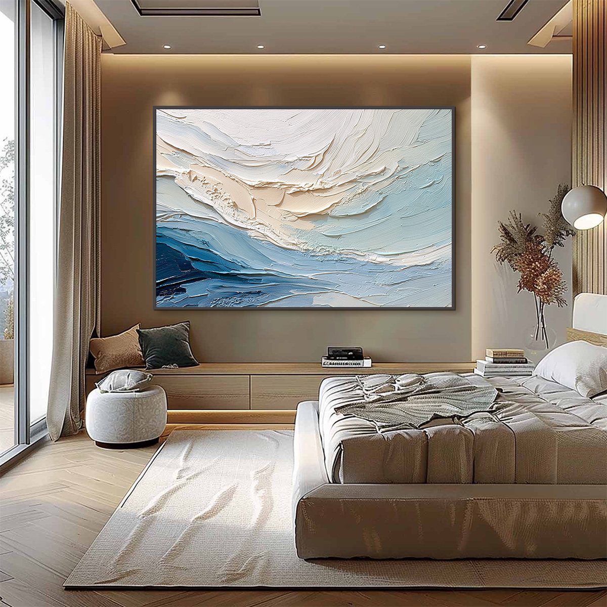 OCEAN'S BREATH: Textured Wabi Sabi Abstract Seascape Painting - Image 4