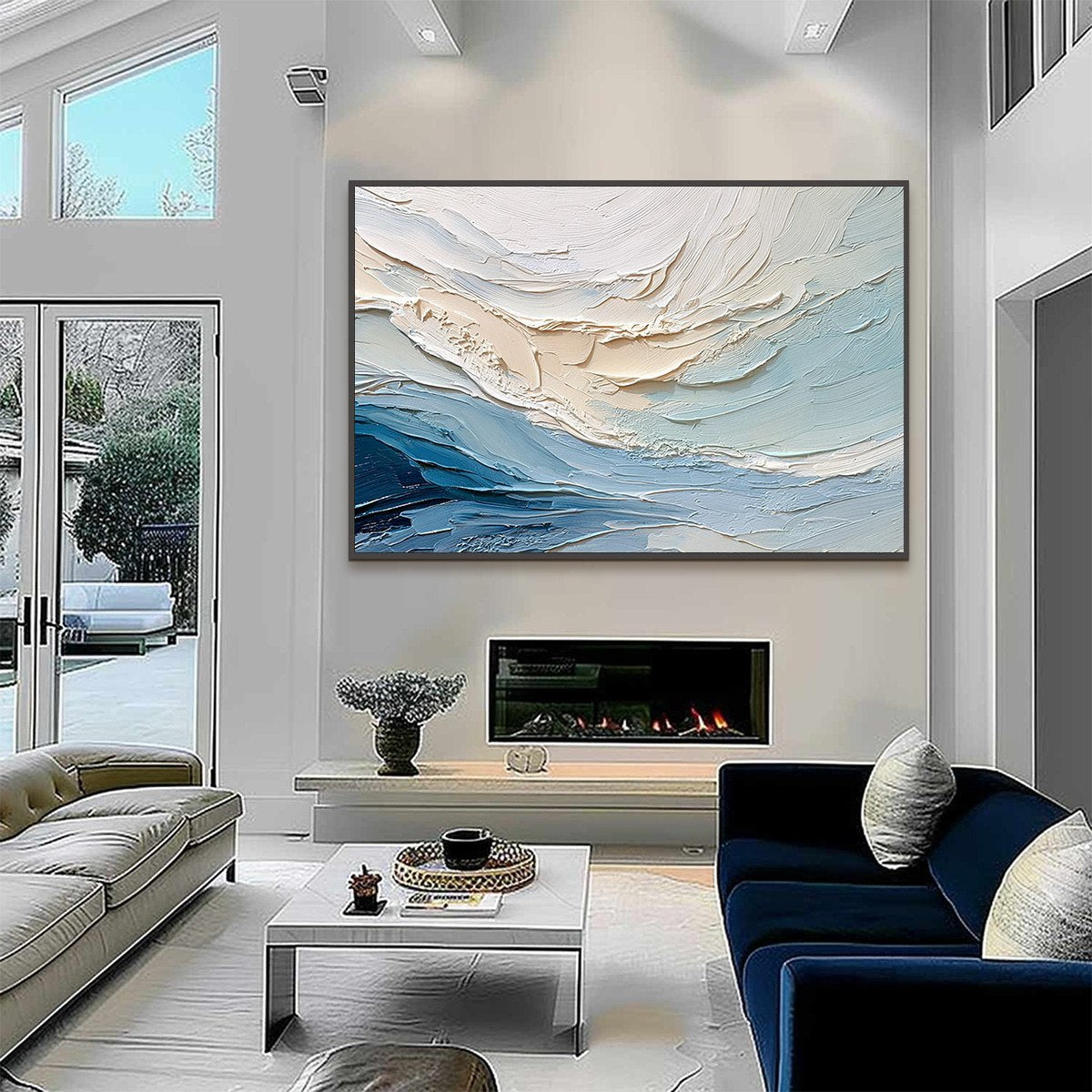 OCEAN'S BREATH: Textured Wabi Sabi Abstract Seascape Painting - Image 6