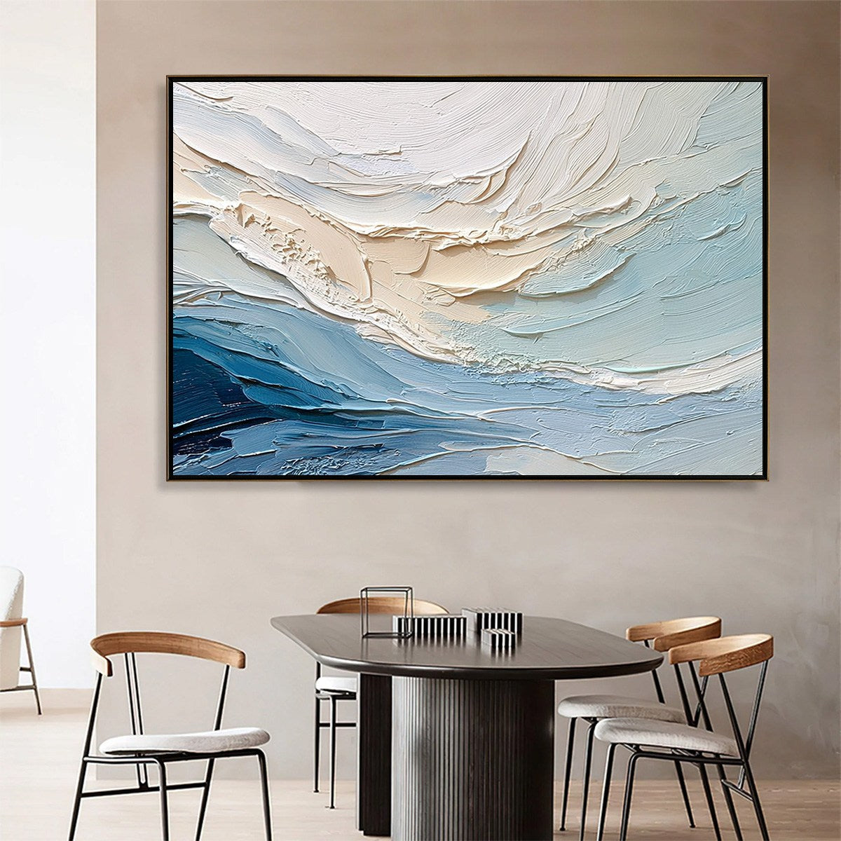 OCEAN'S BREATH: Textured Wabi Sabi Abstract Seascape Painting - Image 2