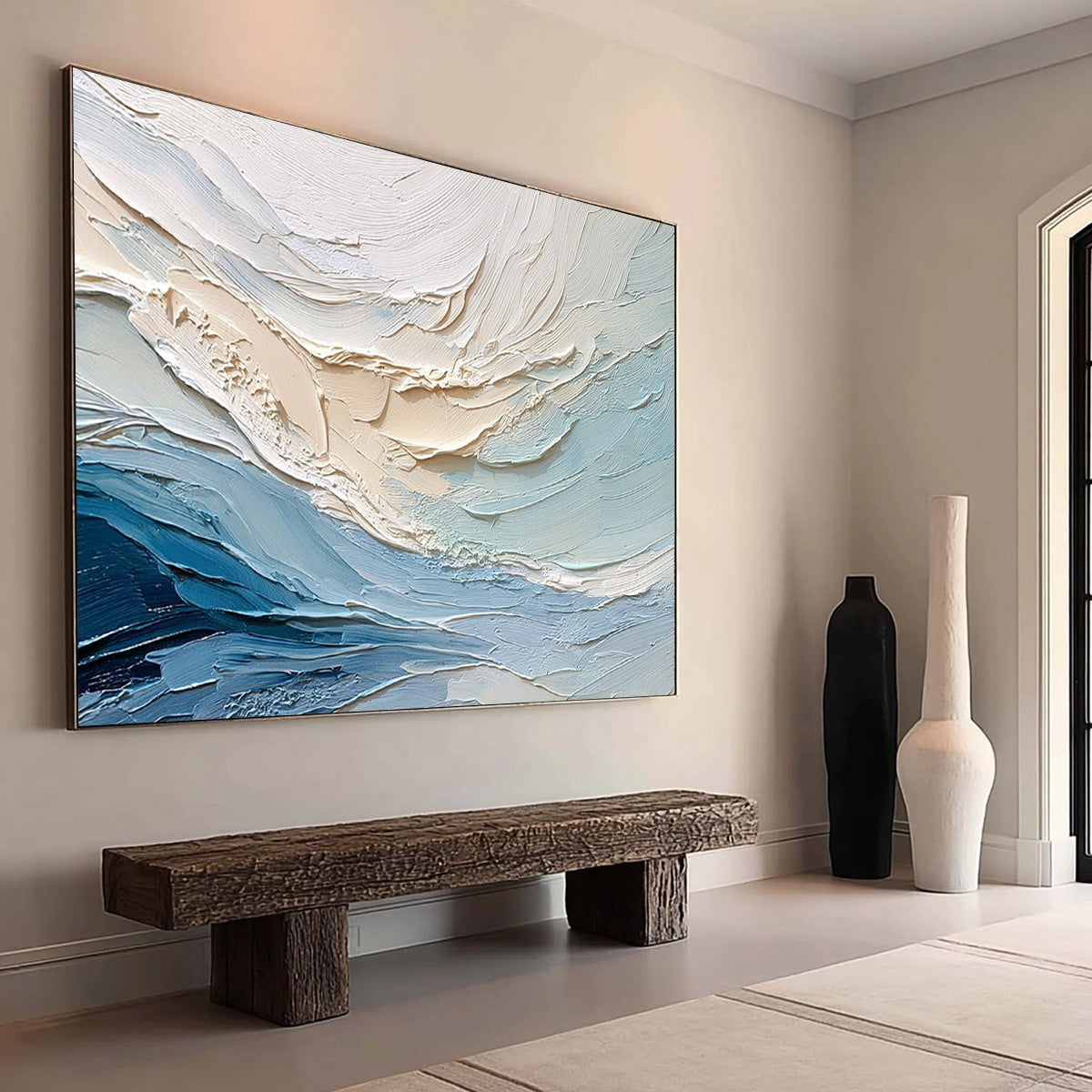 OCEAN'S BREATH: Textured Wabi Sabi Abstract Seascape Painting - Image 7