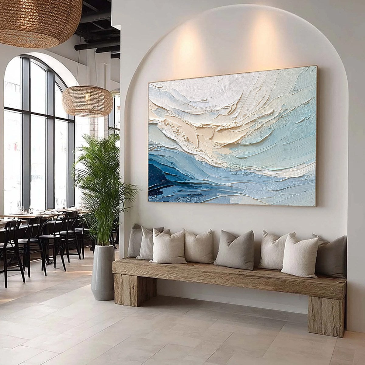 OCEAN'S BREATH: Textured Wabi Sabi Abstract Seascape Painting - Image 8