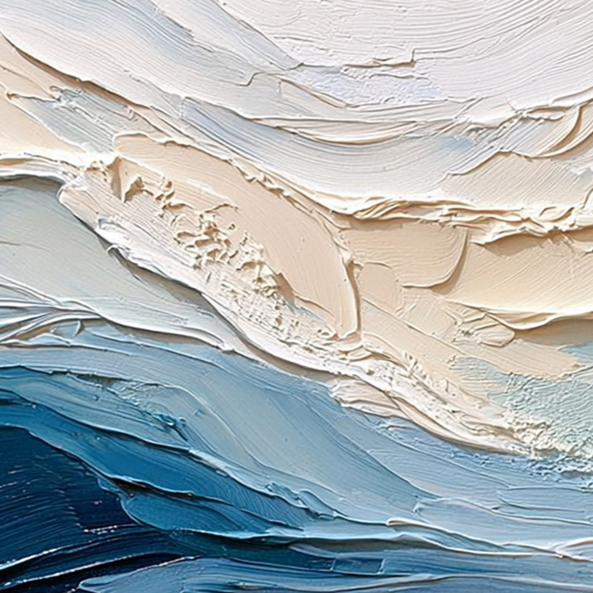 OCEAN'S BREATH: Textured Wabi Sabi Abstract Seascape Painting - Image 3