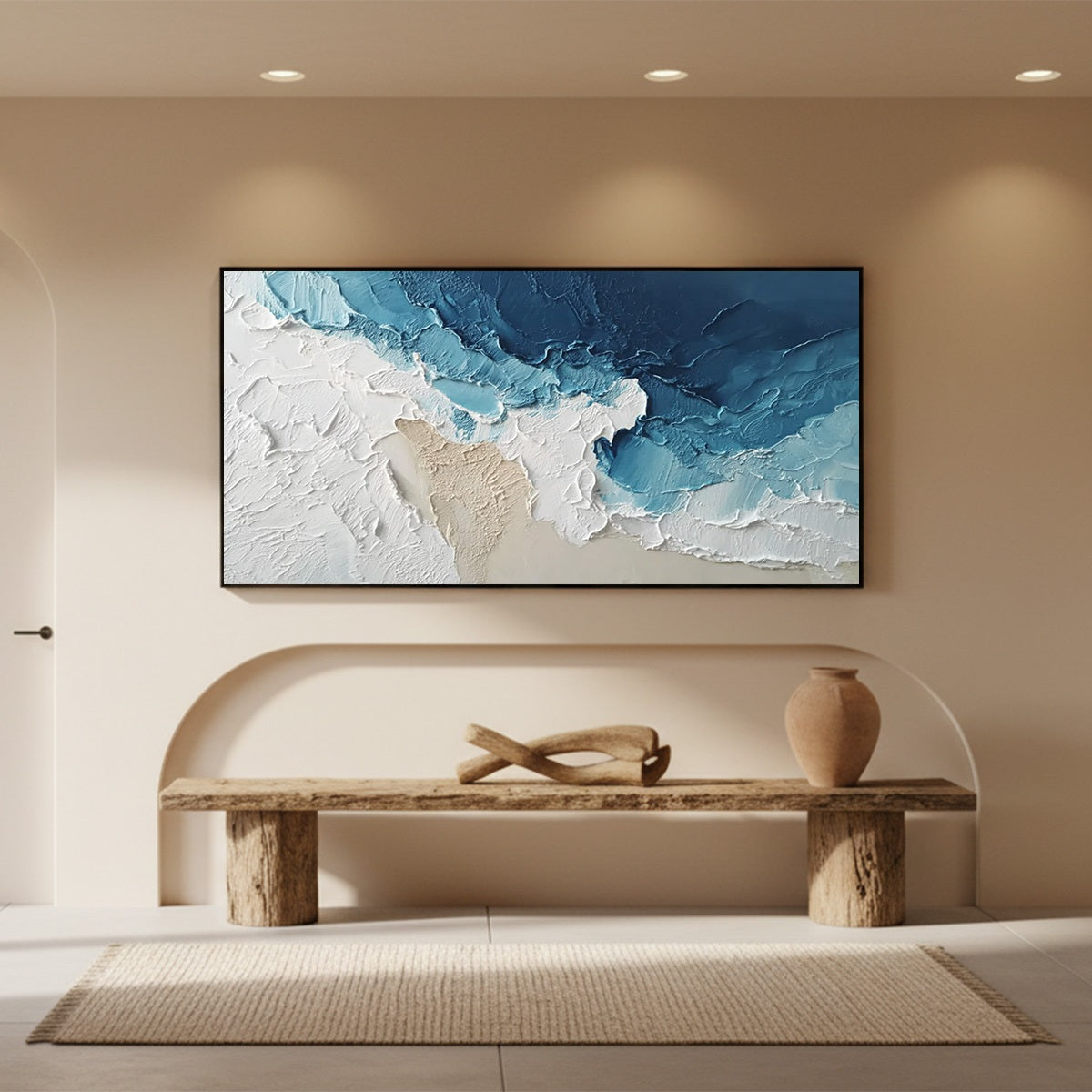OCEAN'S EMBRACE: Textured Abstract Coastal Seascape Painting - Image 2