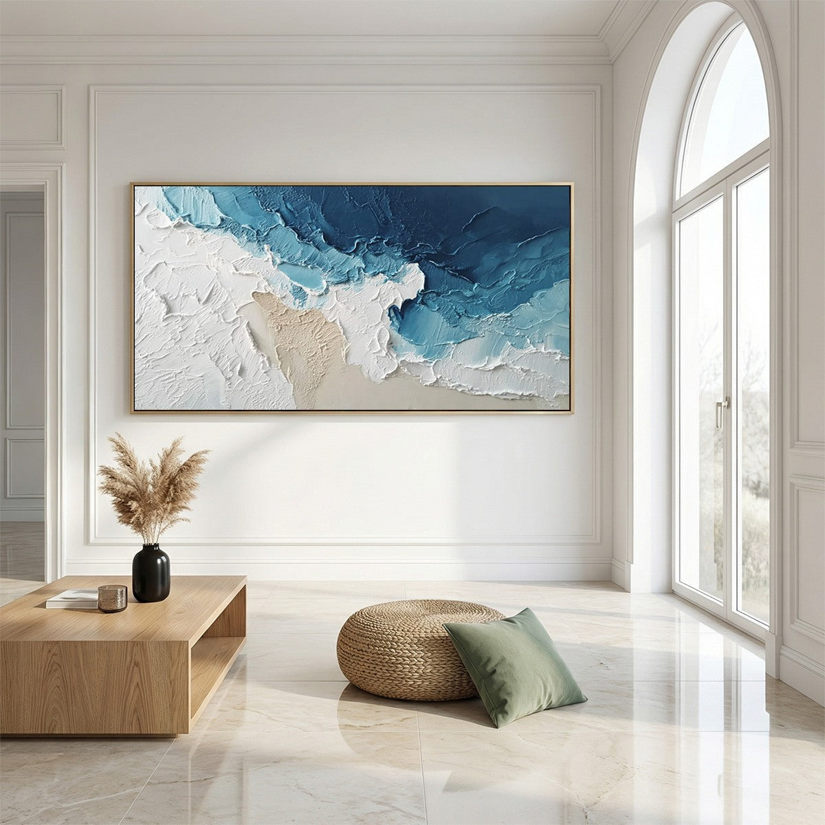 OCEAN'S EMBRACE: Textured Abstract Coastal Seascape Painting - Image 4