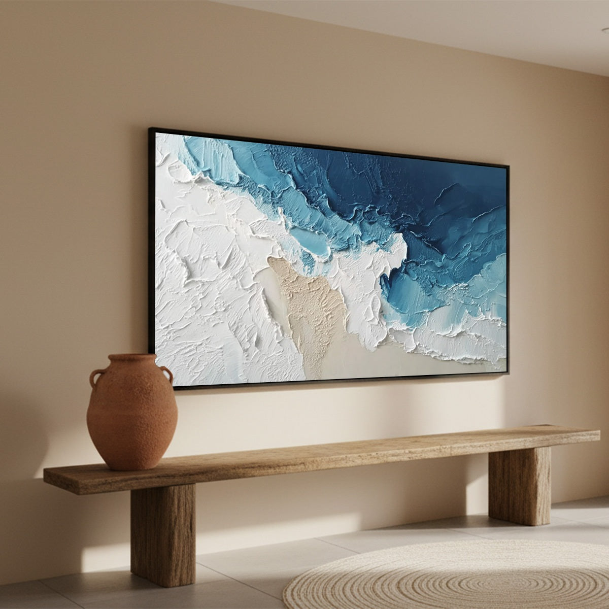 OCEAN'S EMBRACE: Textured Abstract Coastal Seascape Painting - Image 8