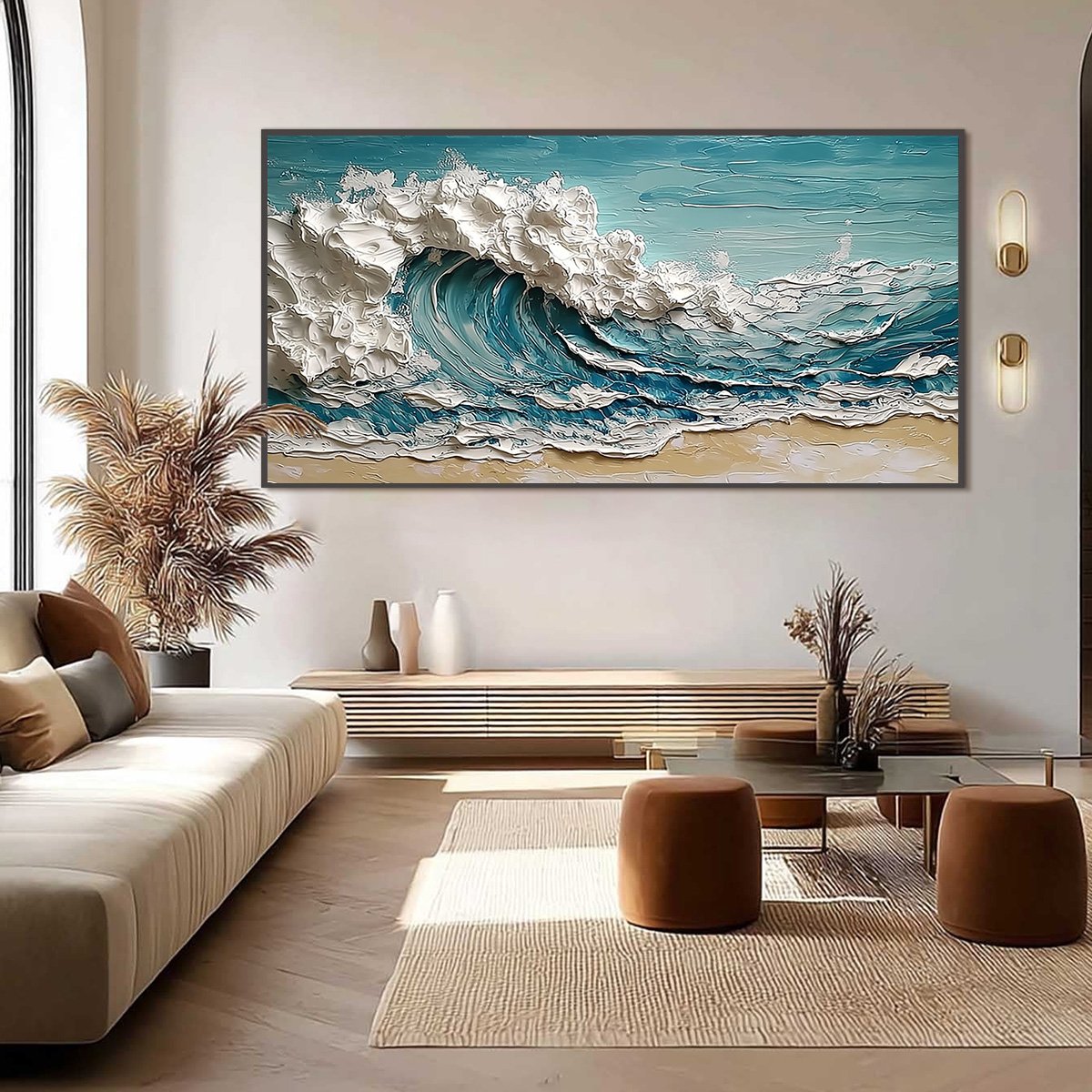 OCEAN'S EMBRACE: Textured Impasto Ocean Wave Painting on Canvas - Image 6