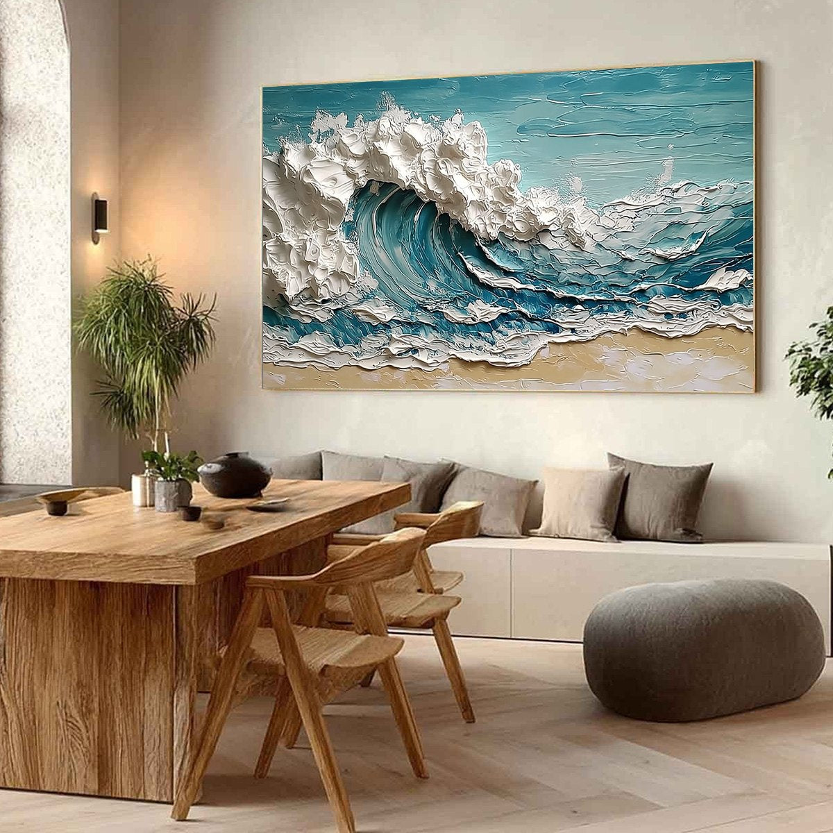 OCEAN'S EMBRACE: Textured Impasto Ocean Wave Painting on Canvas - Image 7