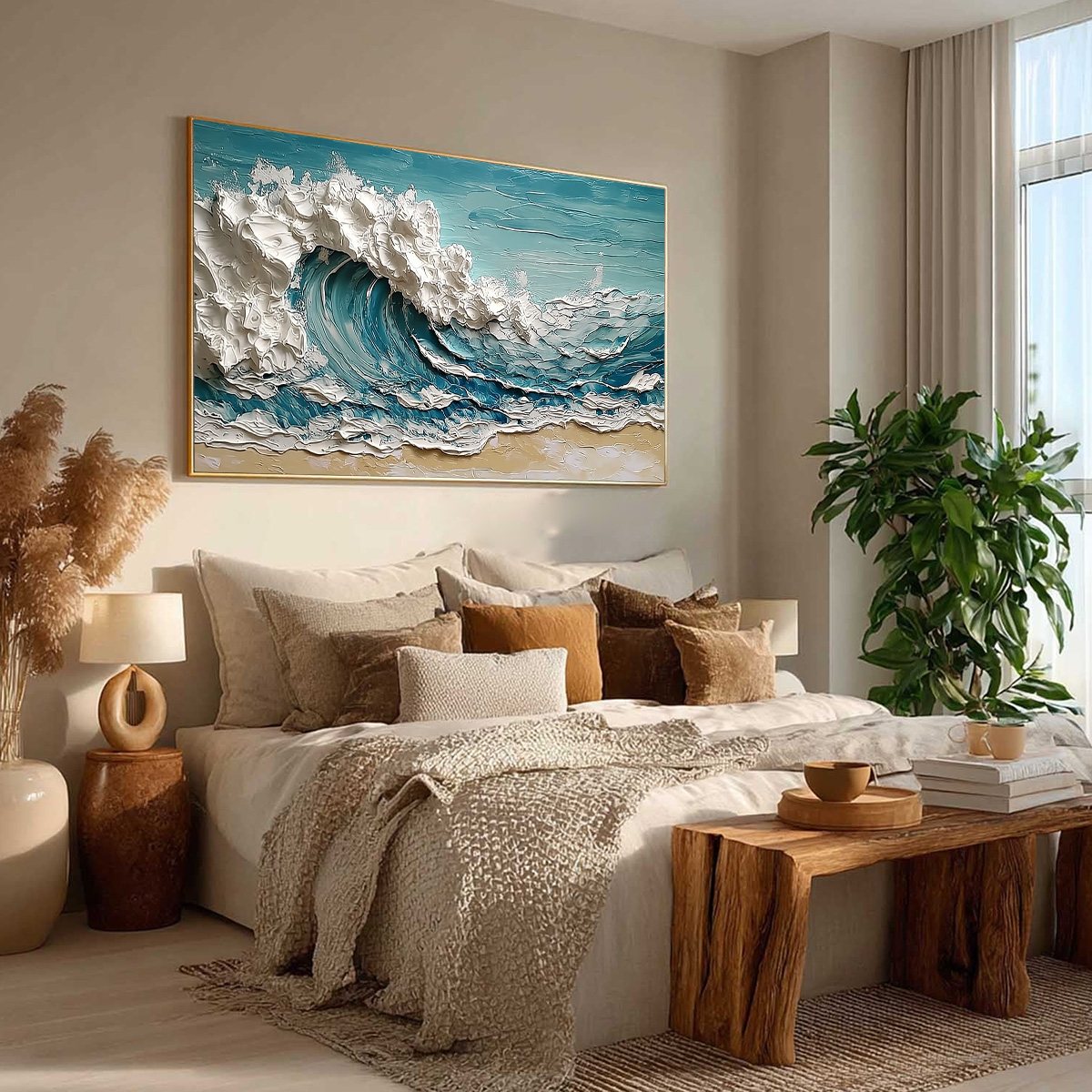 OCEAN'S EMBRACE: Textured Impasto Ocean Wave Painting on Canvas - Image 8