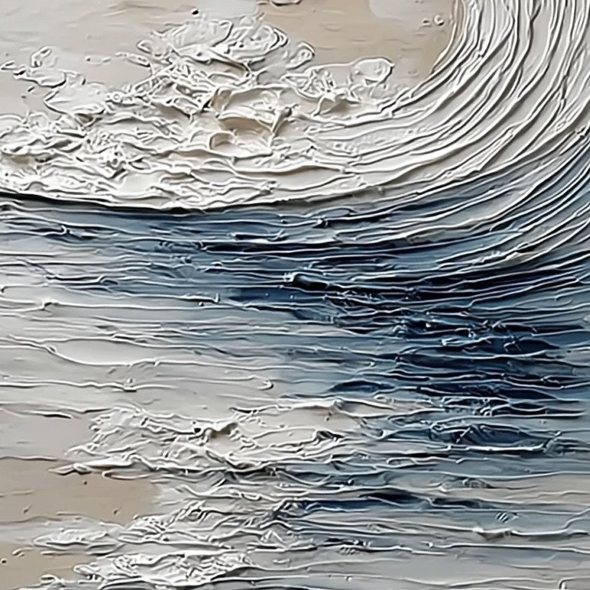 OCEAN'S EMBRACE: Vertical Textured Wabi Sabi Seascape Oil Painting - Image 3