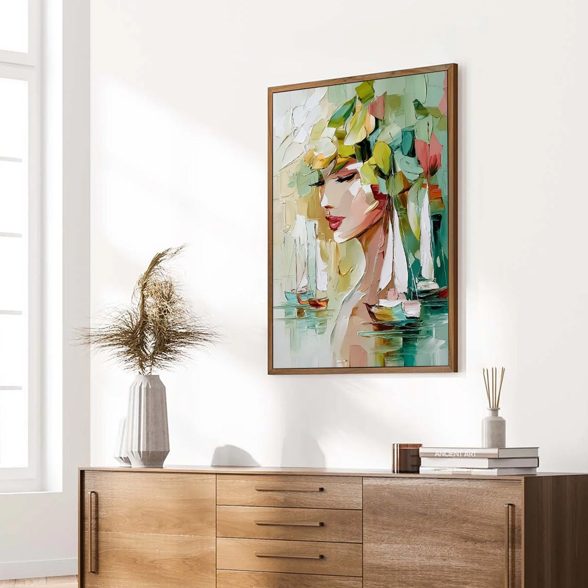 OCEAN'S MUSE: Textured Palette Knife Portrait Painting with Seascape - Image 8