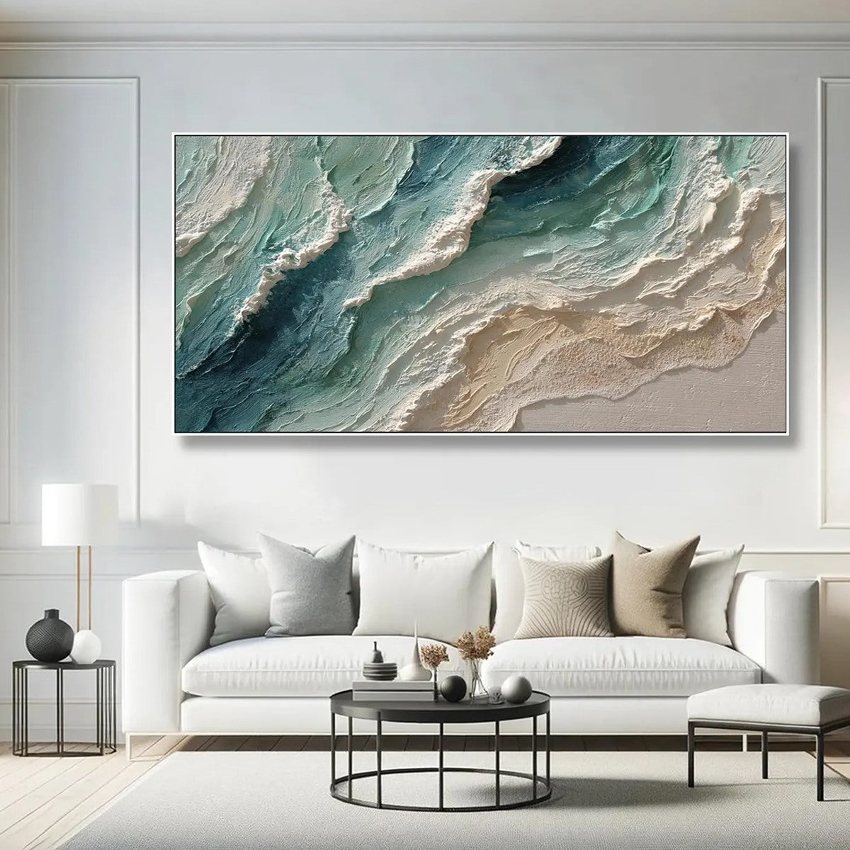 OCEAN'S BREATH: Textured Wabi Sabi Coastal Seascape Painting - Image 4