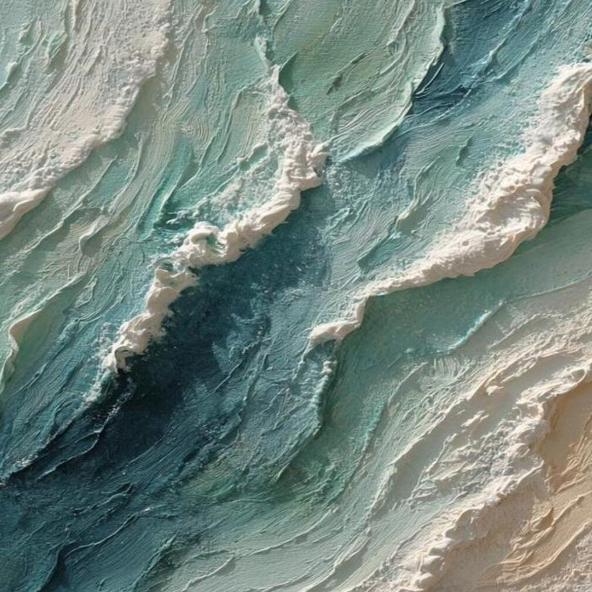 OCEAN'S BREATH: Textured Wabi Sabi Coastal Seascape Painting - Image 5