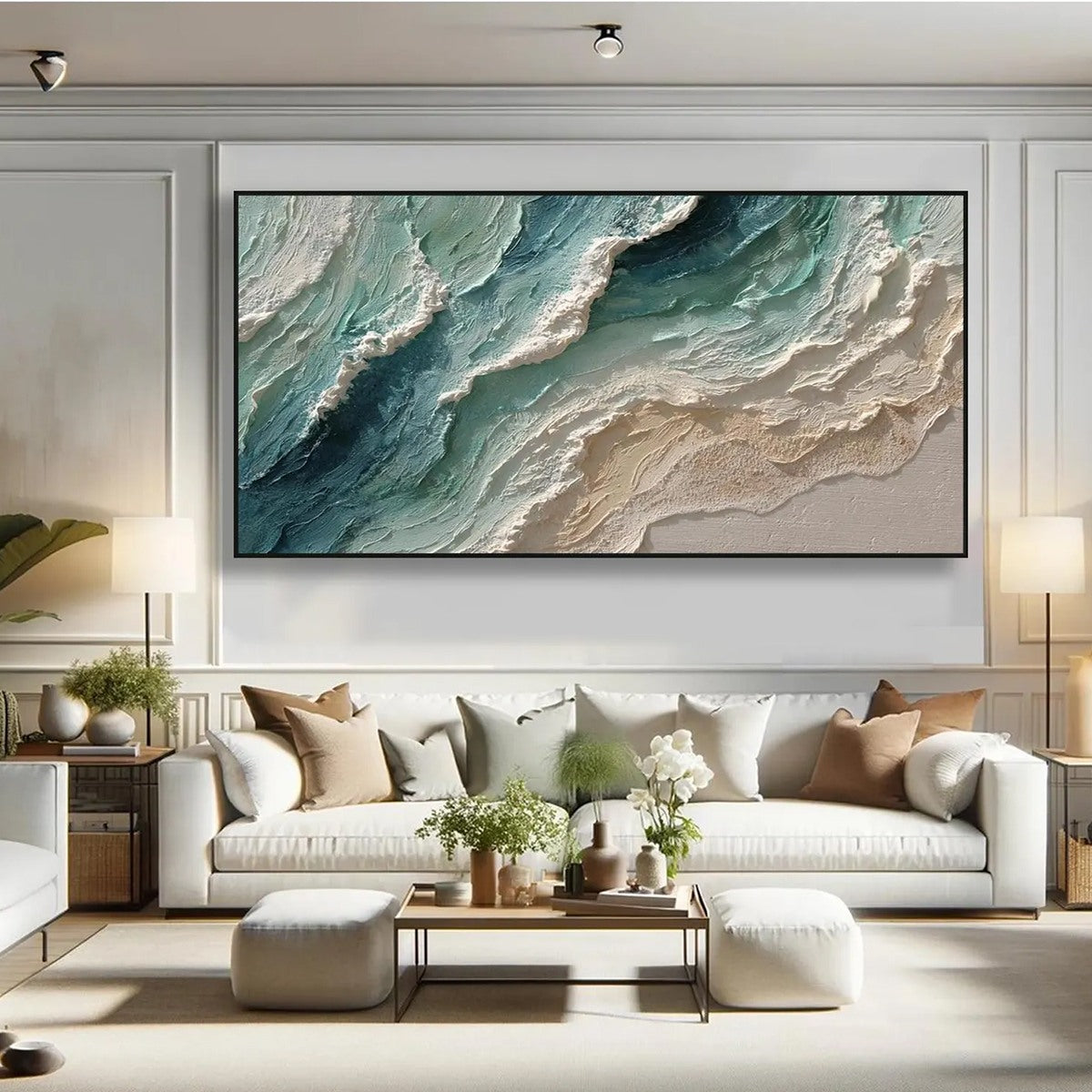 OCEAN'S BREATH: Textured Wabi Sabi Coastal Seascape Painting - Image 6