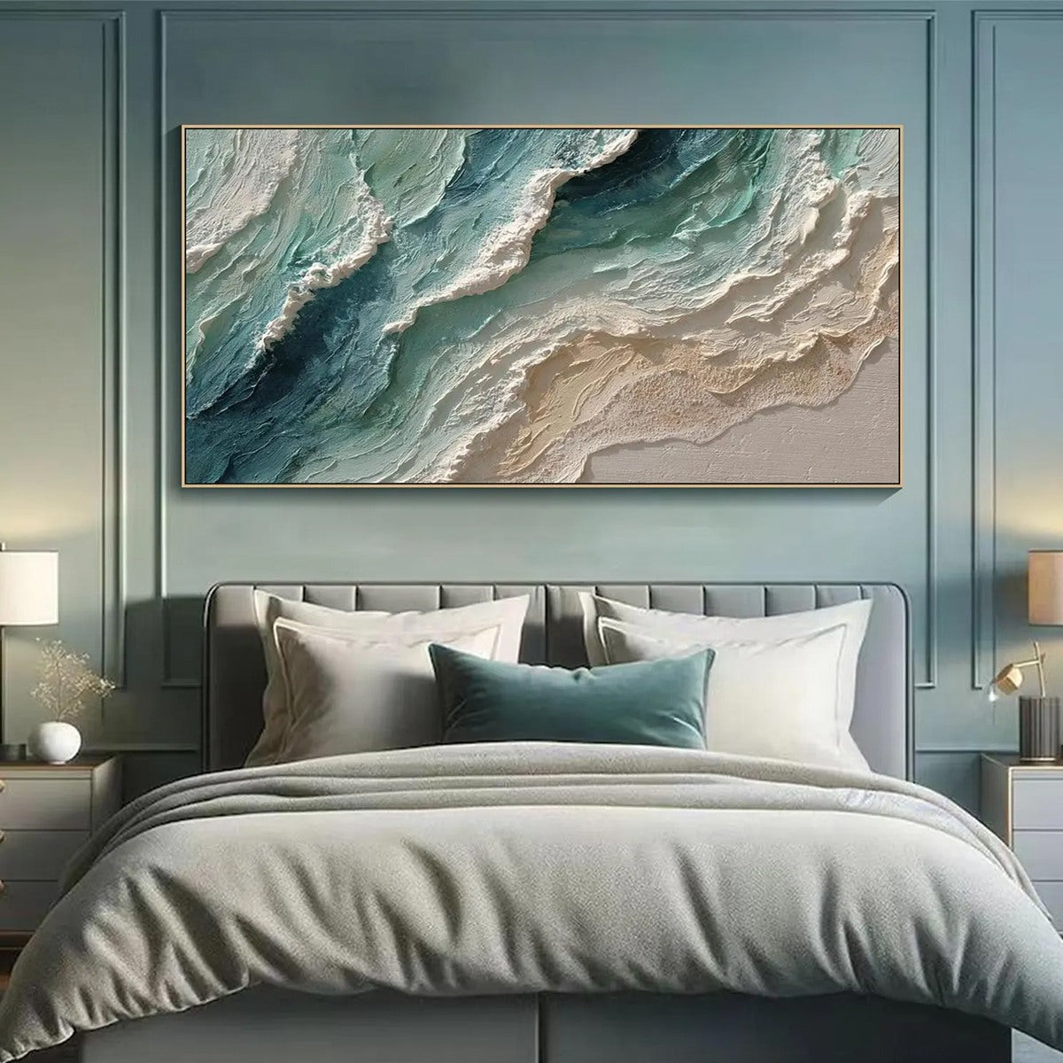 OCEAN'S BREATH: Textured Wabi Sabi Coastal Seascape Painting - Image 7
