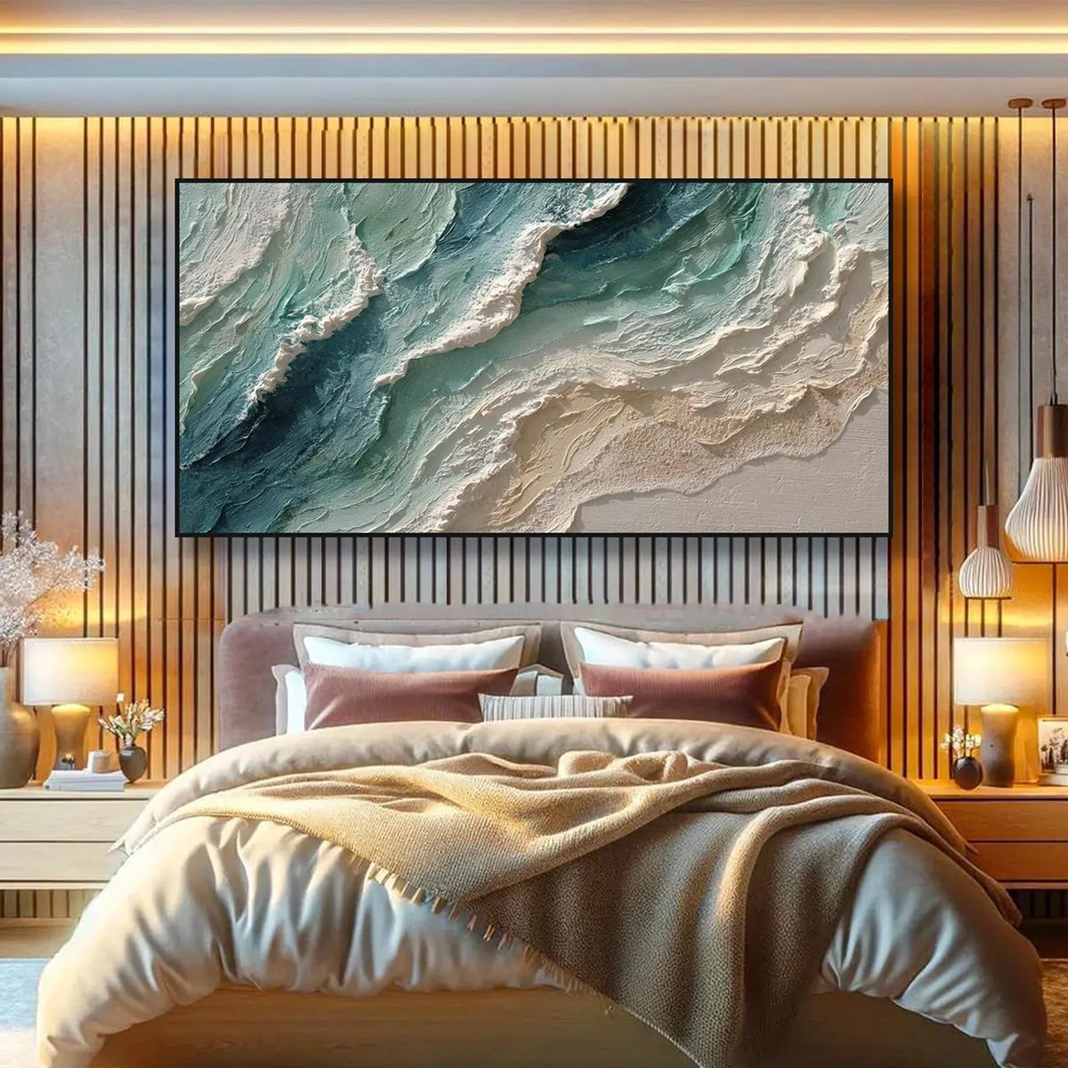 OCEAN'S BREATH: Textured Wabi Sabi Coastal Seascape Painting - Image 8
