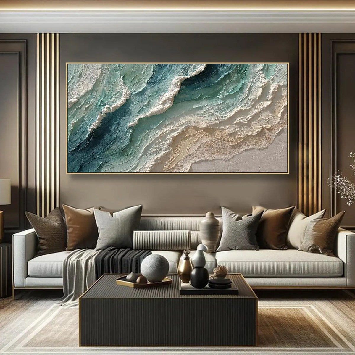 OCEAN'S BREATH: Textured Wabi Sabi Coastal Seascape Painting - Image 9