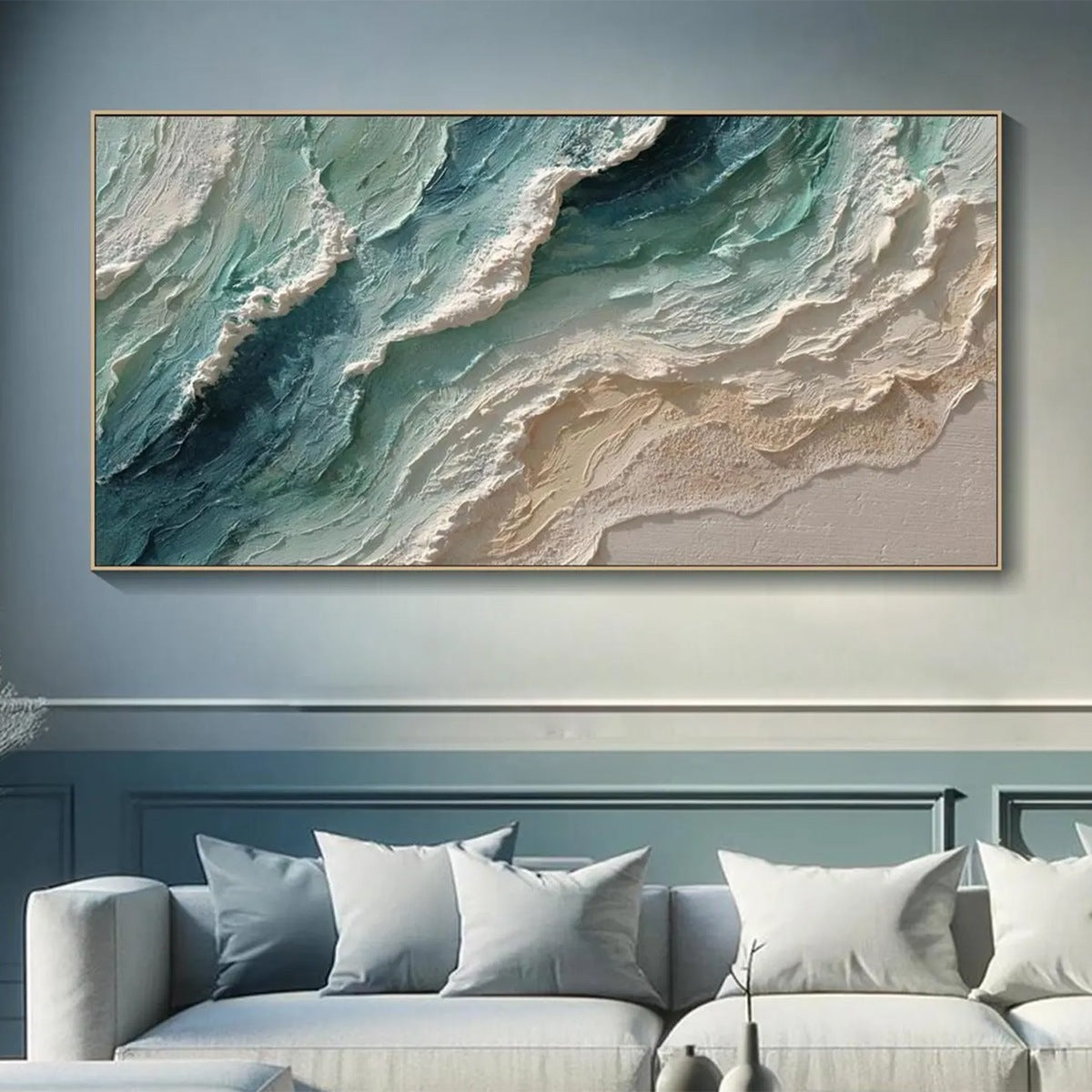 OCEAN'S BREATH: Textured Wabi Sabi Coastal Seascape Painting - Image 2